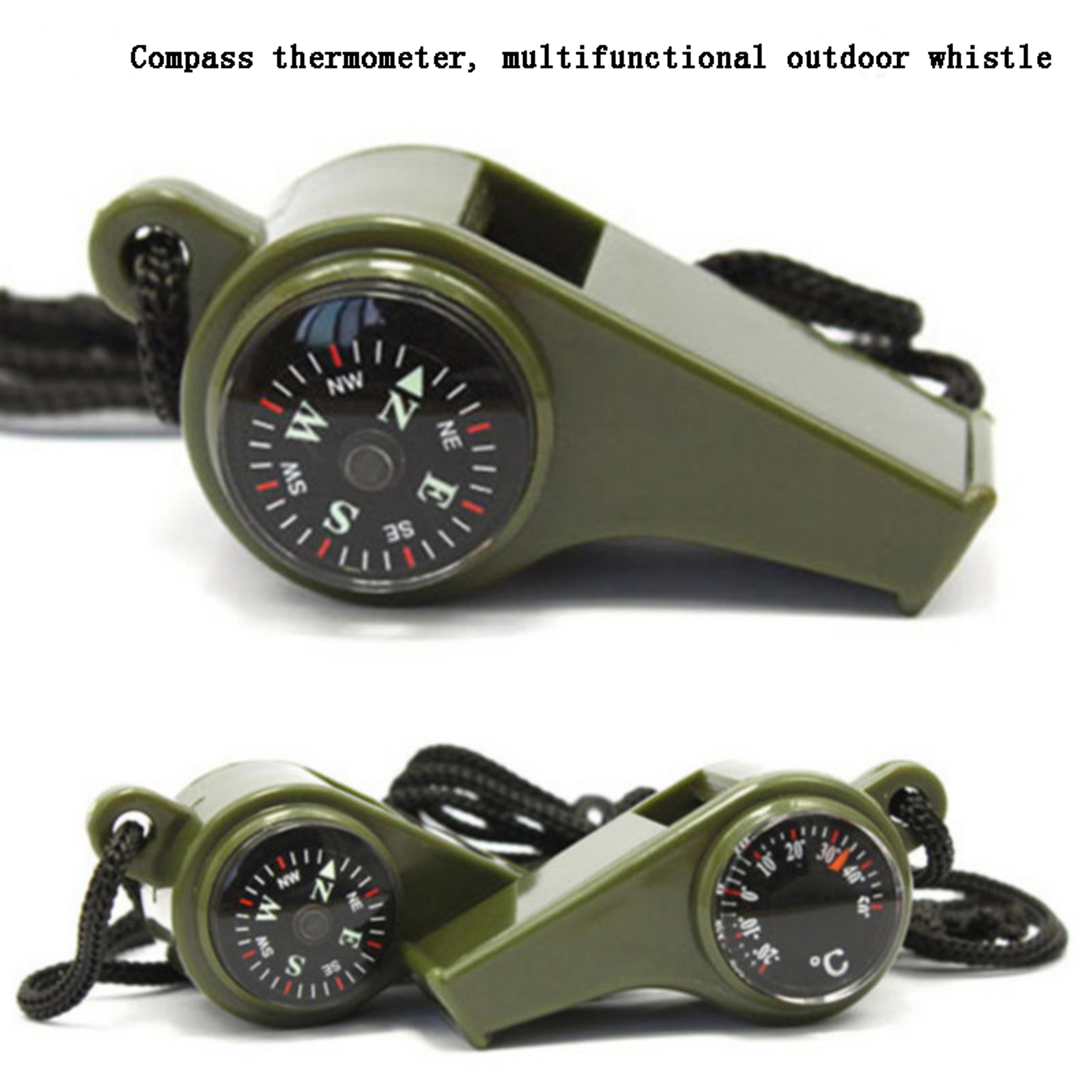 survival whistle with compass and thermometer for camping hiking emergency safety