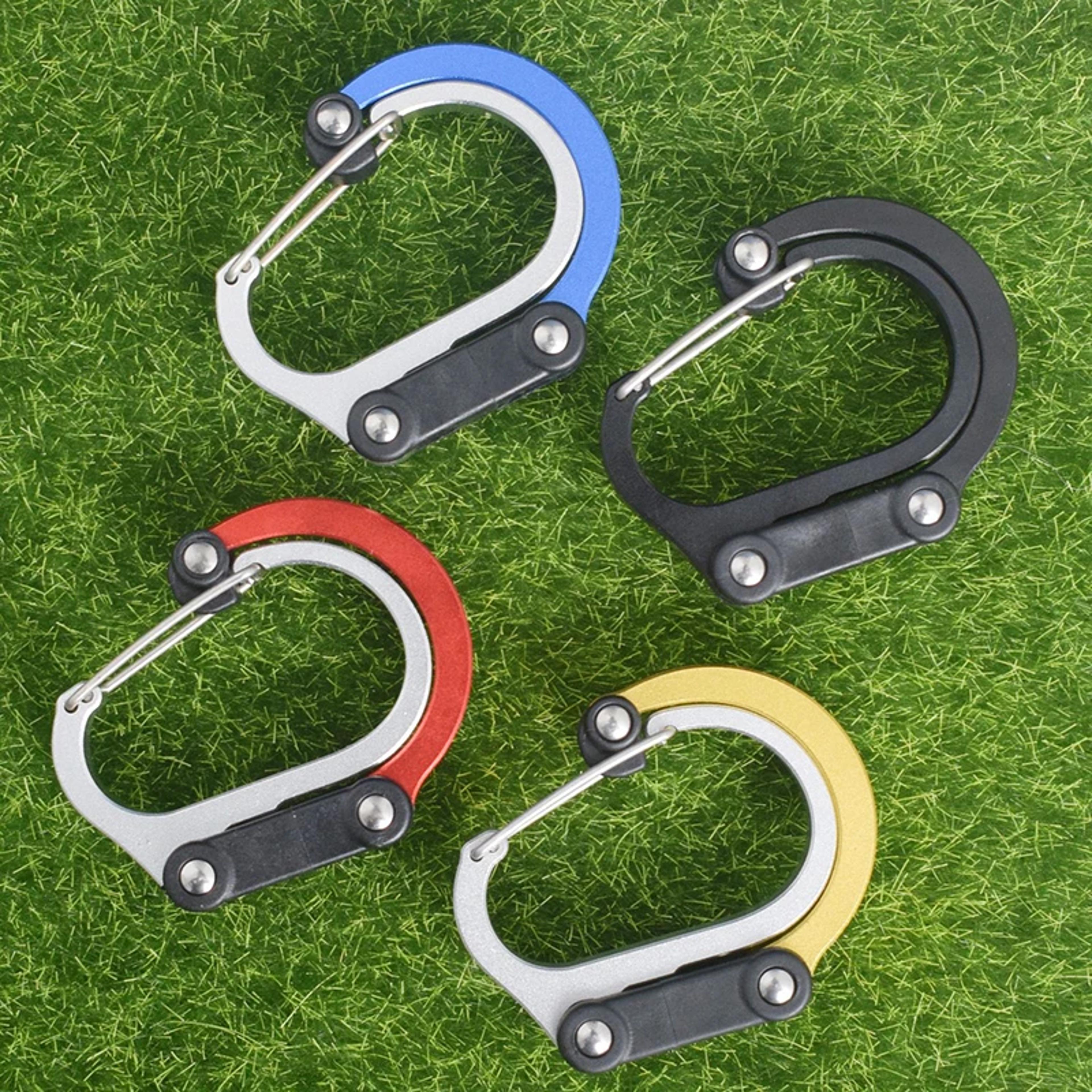rotating camping carabiner gear clip with backpack hook and 20kg load capacity