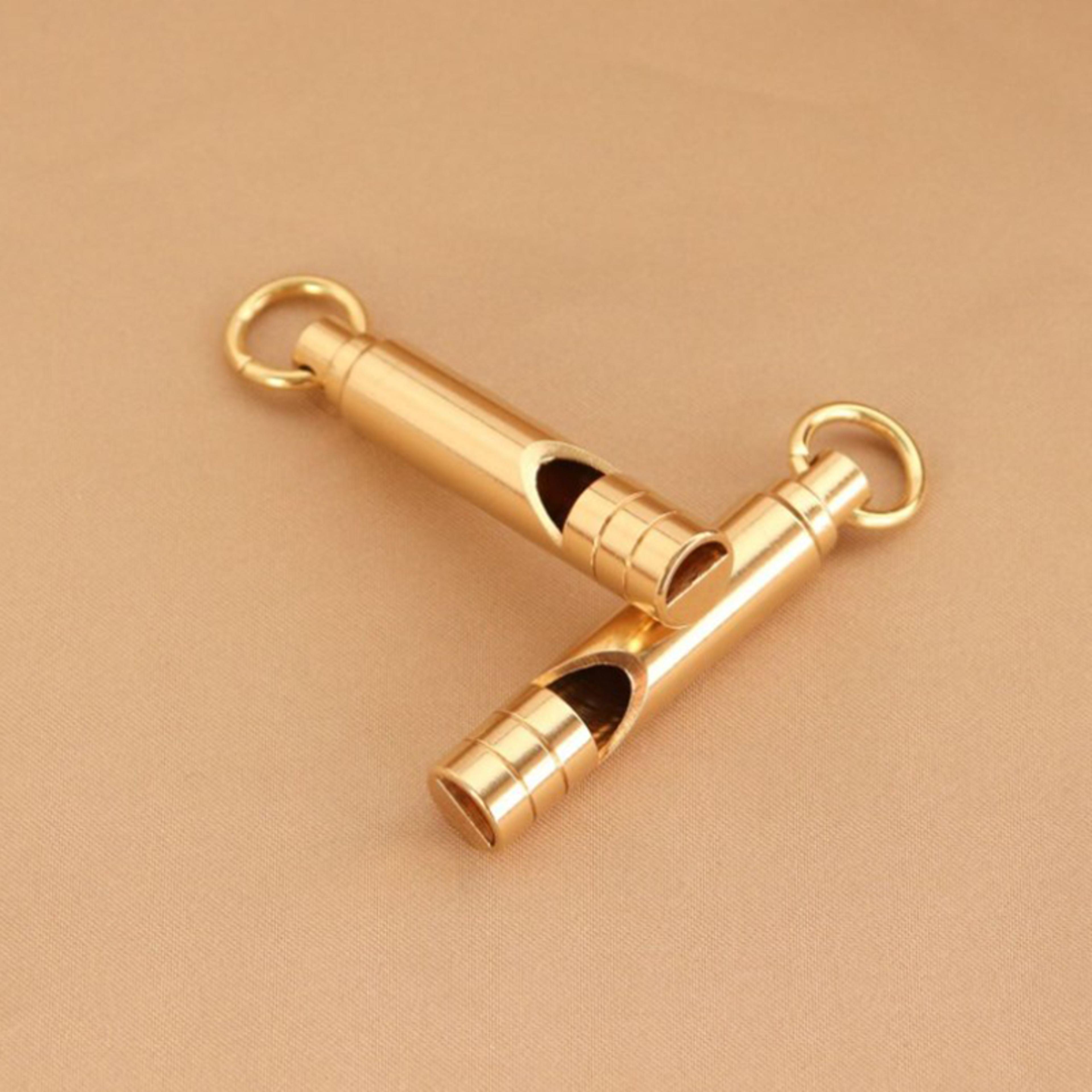 portable brass survival whistle edc keychain emergency whistle for camping, hiking & outdoor safety