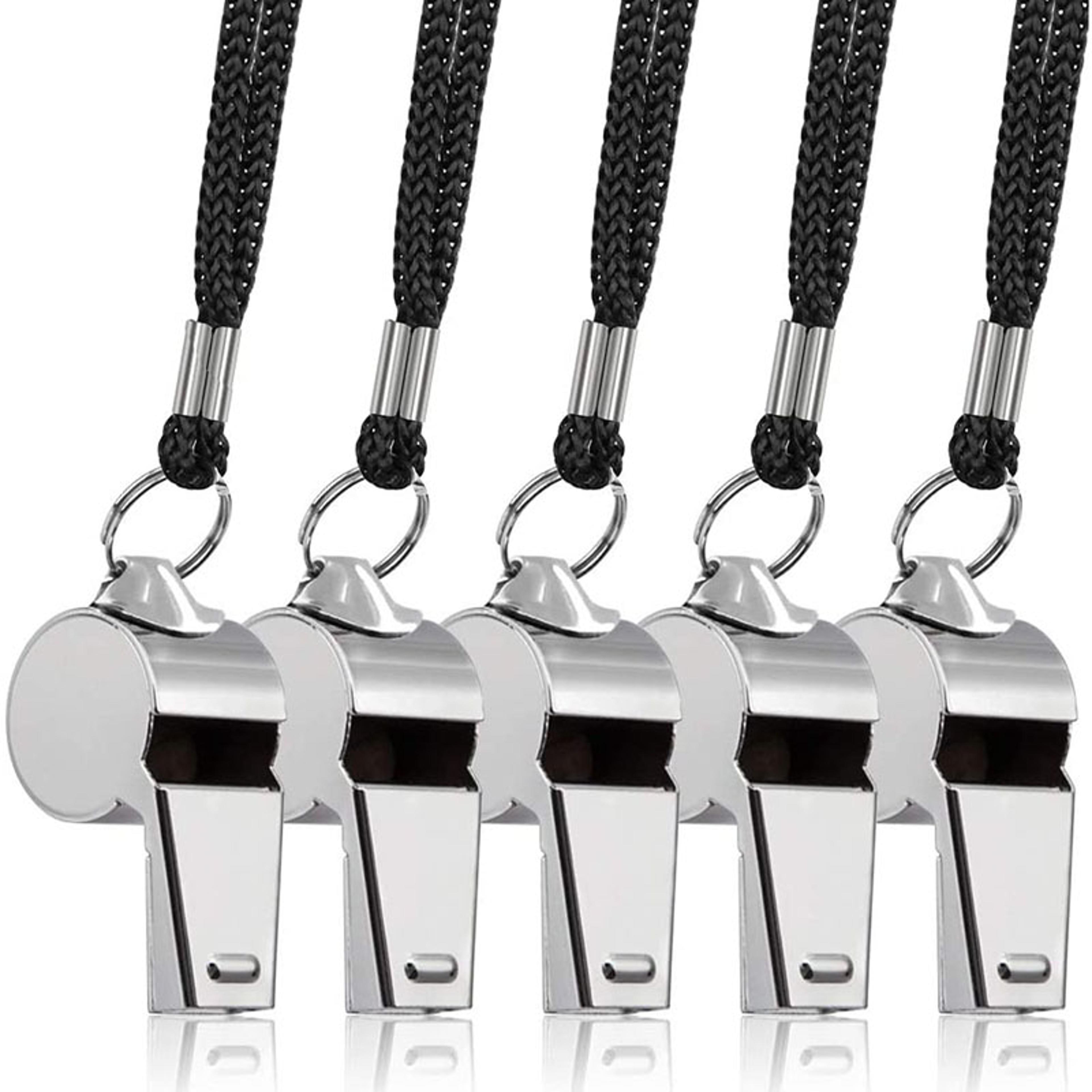 stainless steel whistle set with lanyards for referees, coaches & emergency use