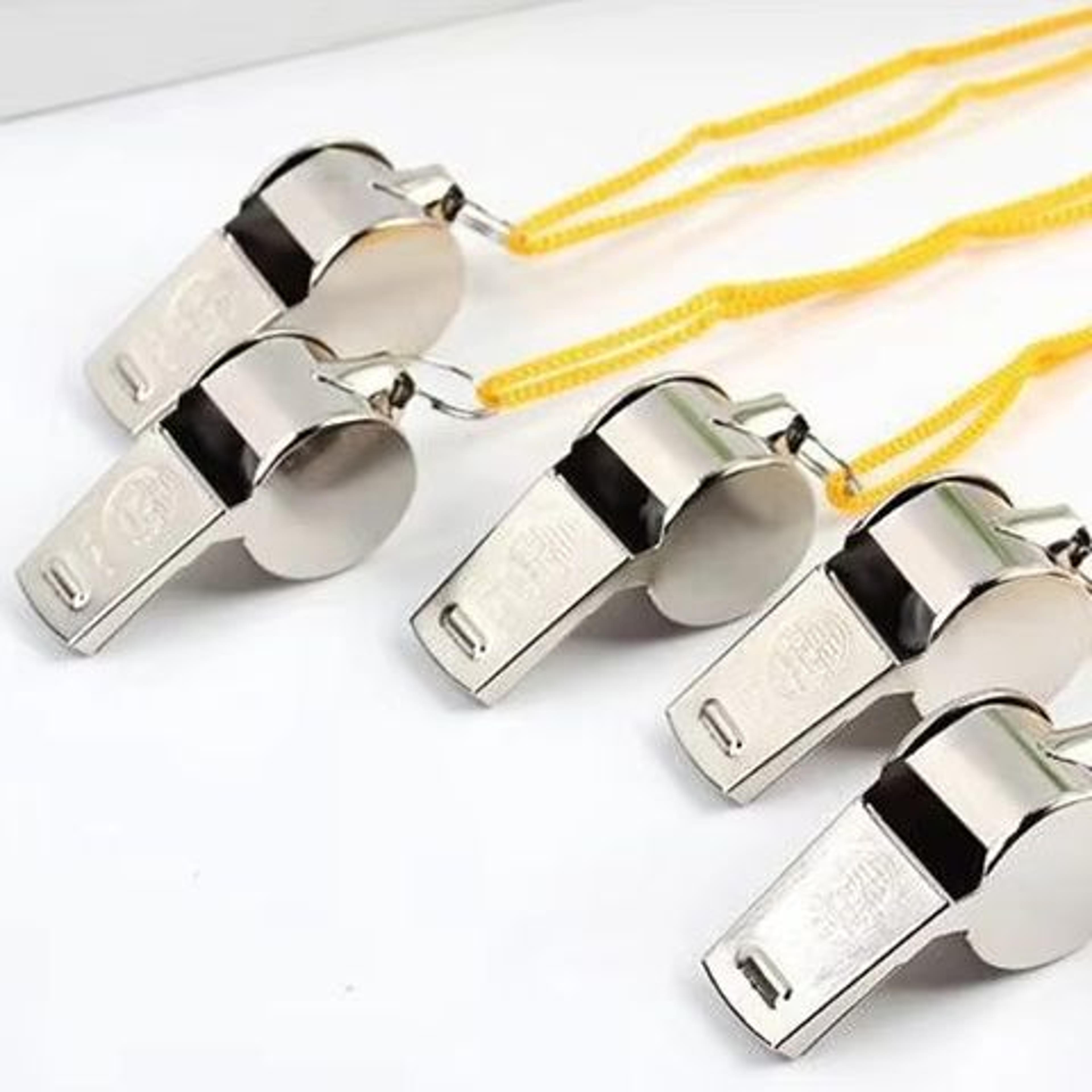 stainless steel sports whistle with lanyard loud referee whistle for coaches, lifeguards & training