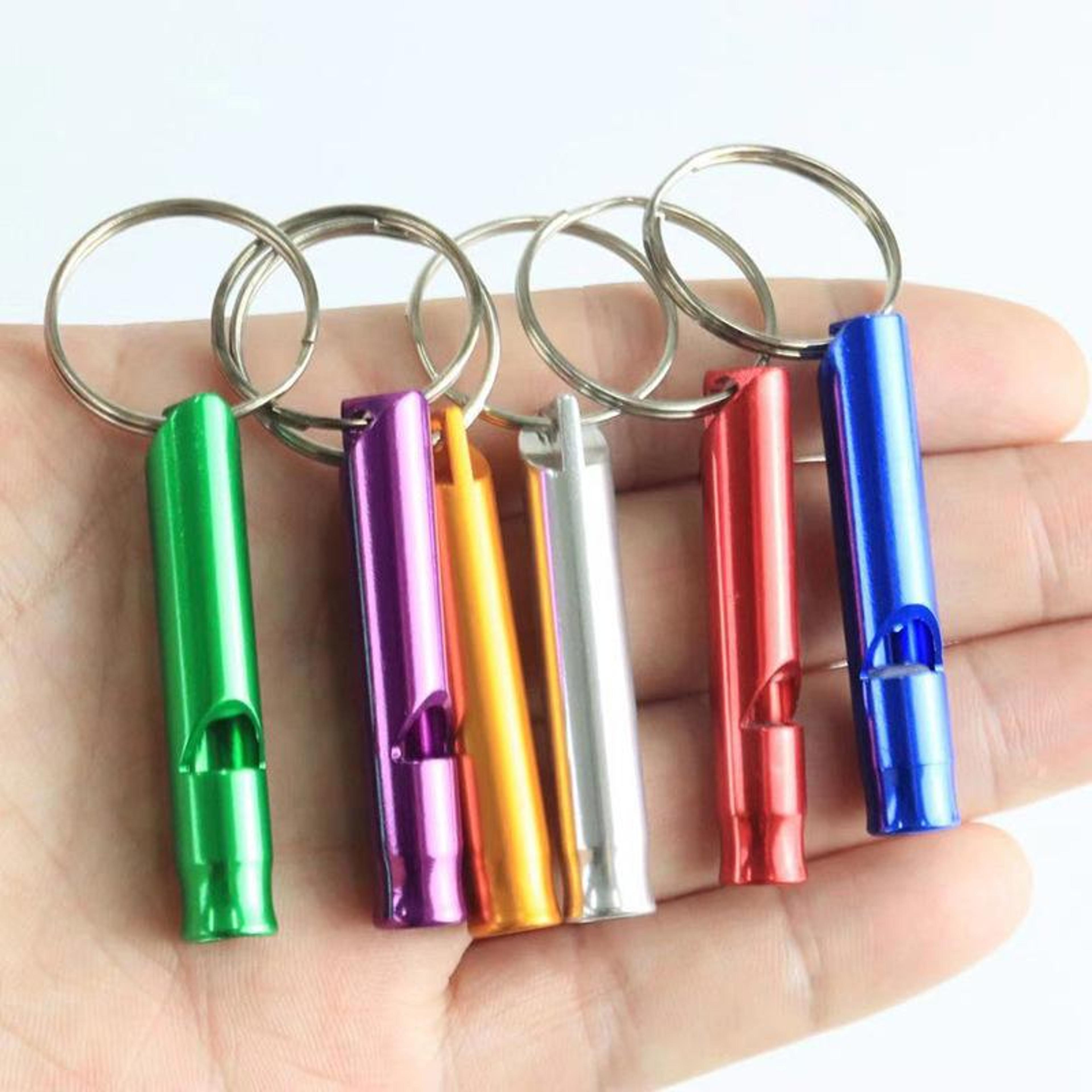 portable emergency survival whistle aluminum keychain whistle for camping, hiking & everyday safety