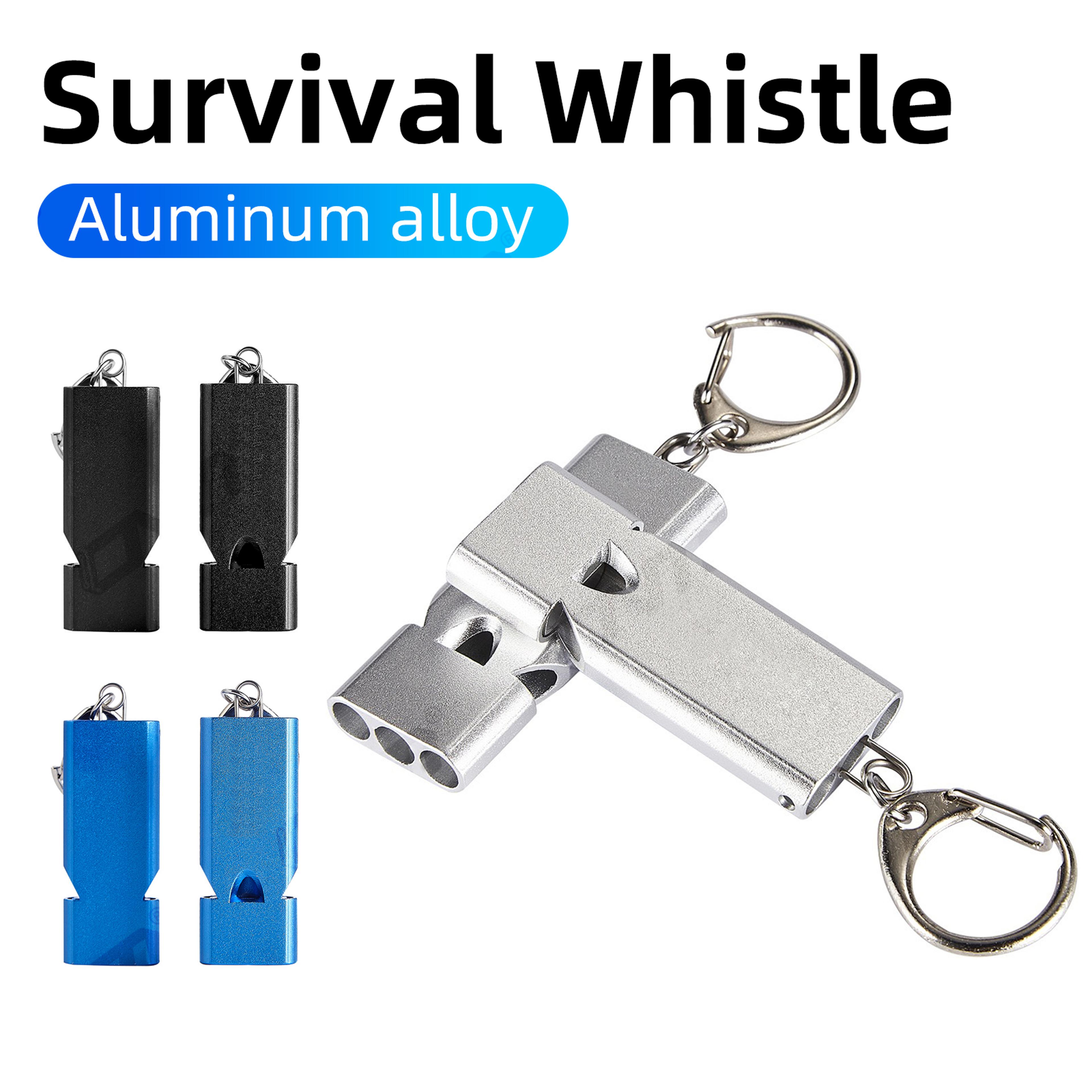 survival whistle aluminum alloy emergency whistle with triple tube keychain