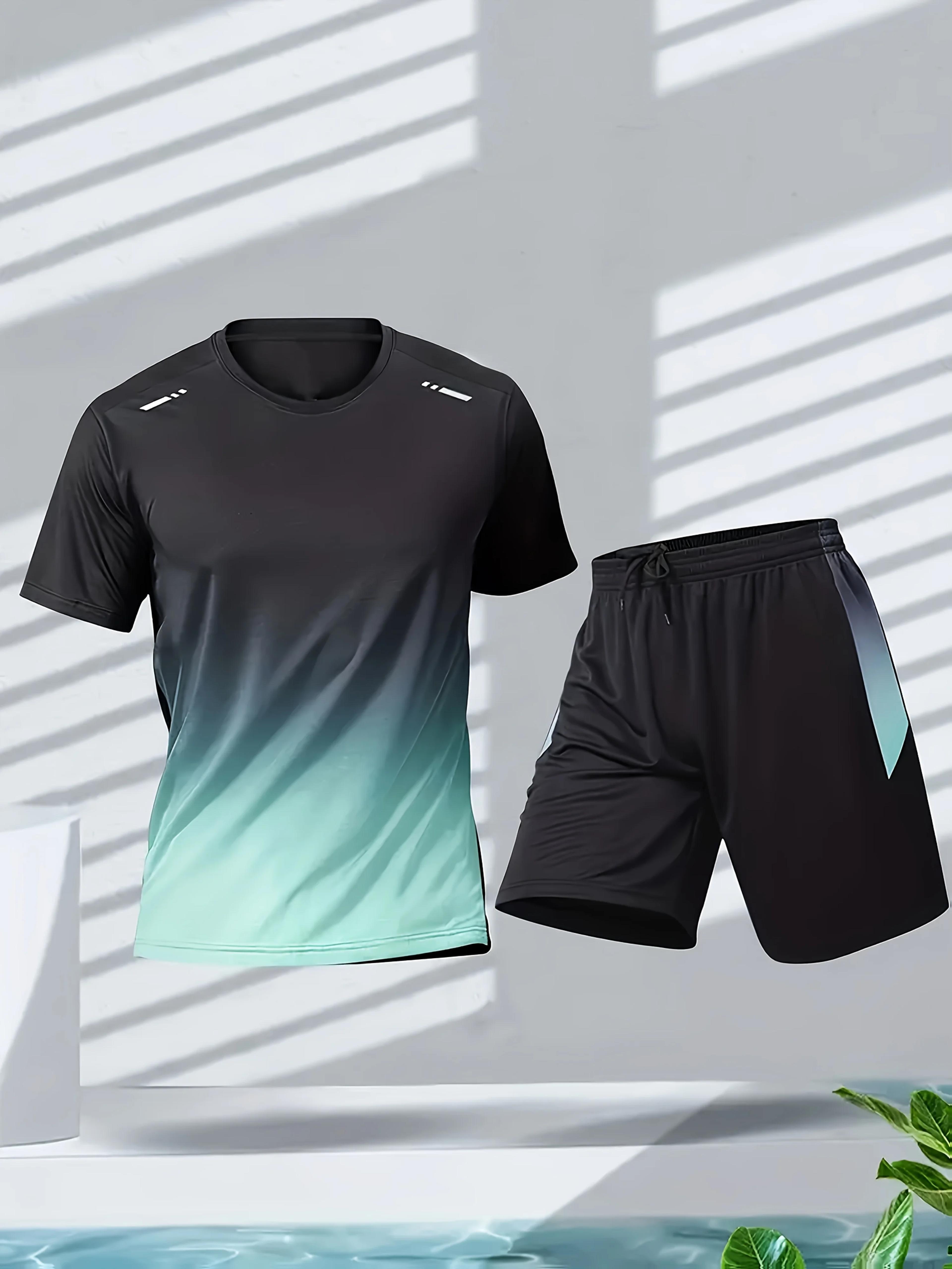 ice silk quick dry men's sportswear running & badminton shirt and shorts set
