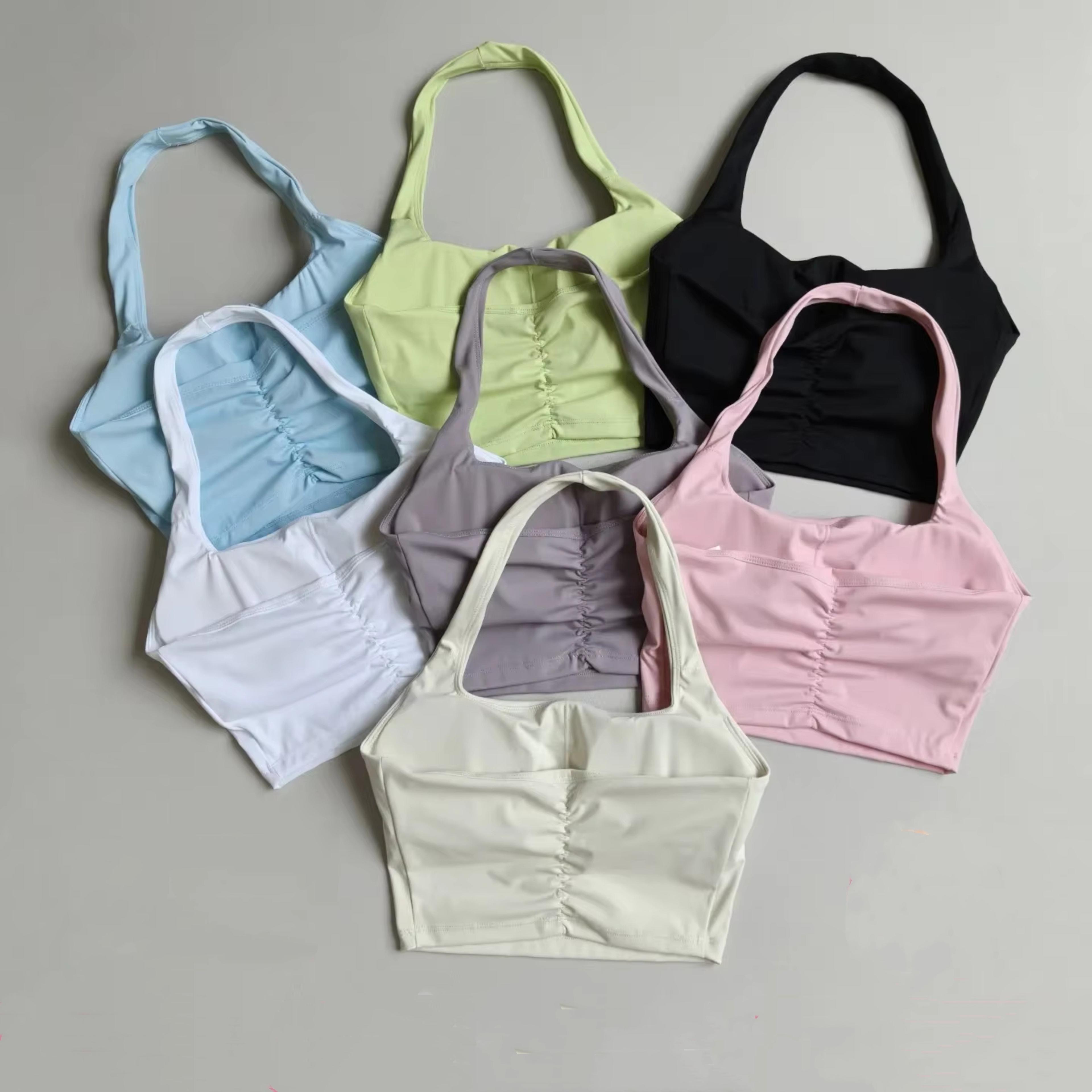 women's halter sports bra quick dry breathable women's yoga top with built in chest pads