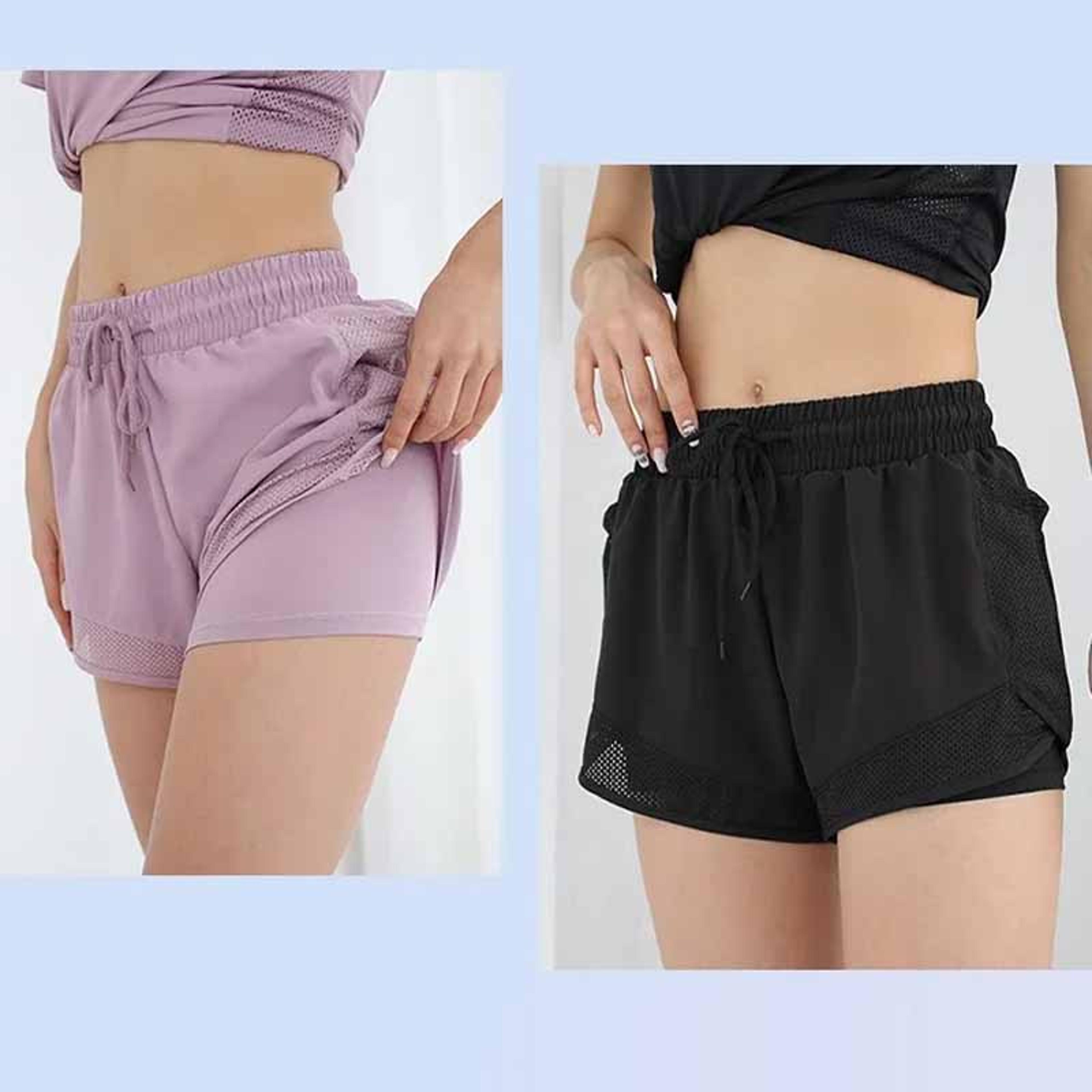 quick dry yoga shorts for women high waist running shorts with built in liner for gym & fitness