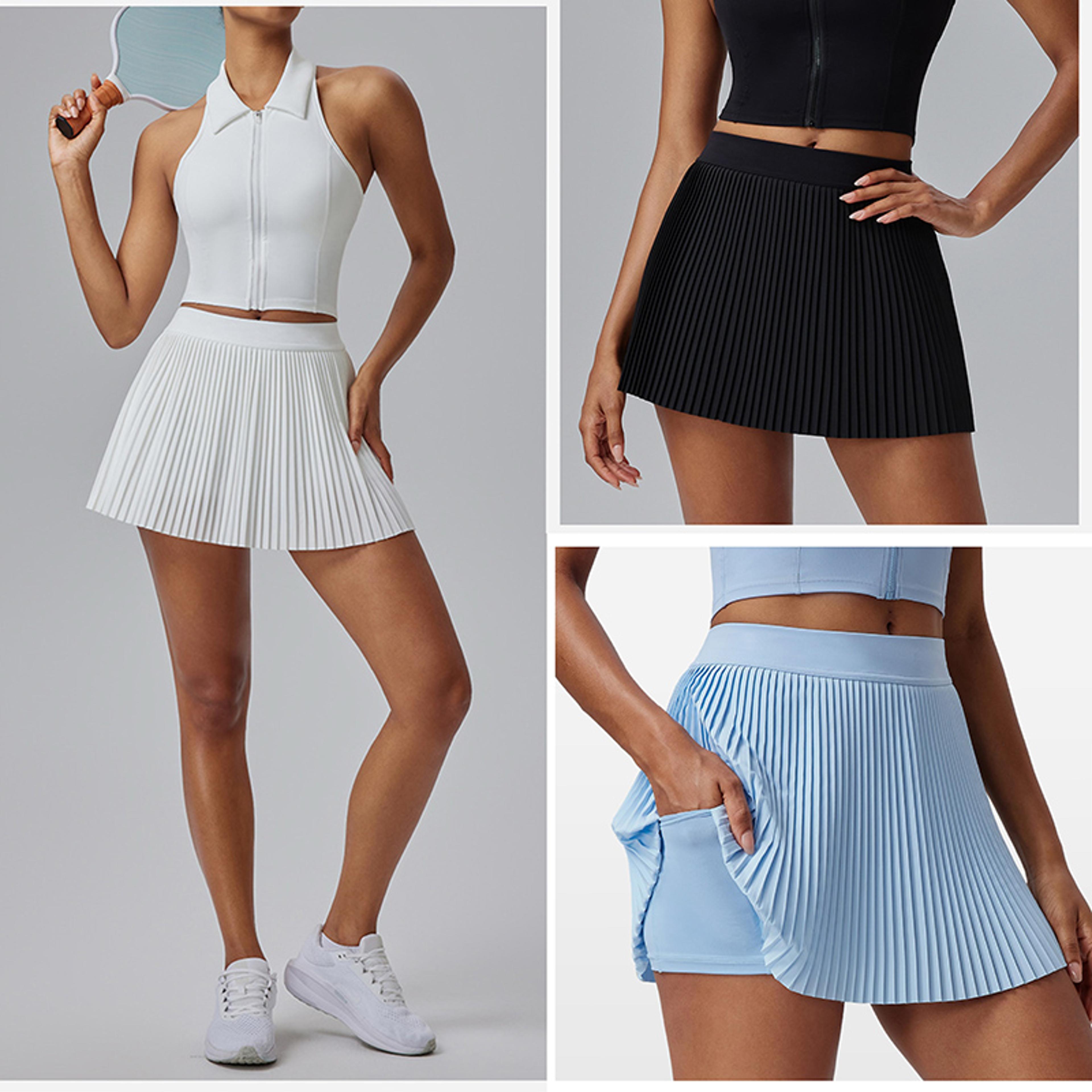 women's tennis skirt quick dry pleated athletic skirt with built in shorts for tennis, badminton & fitness