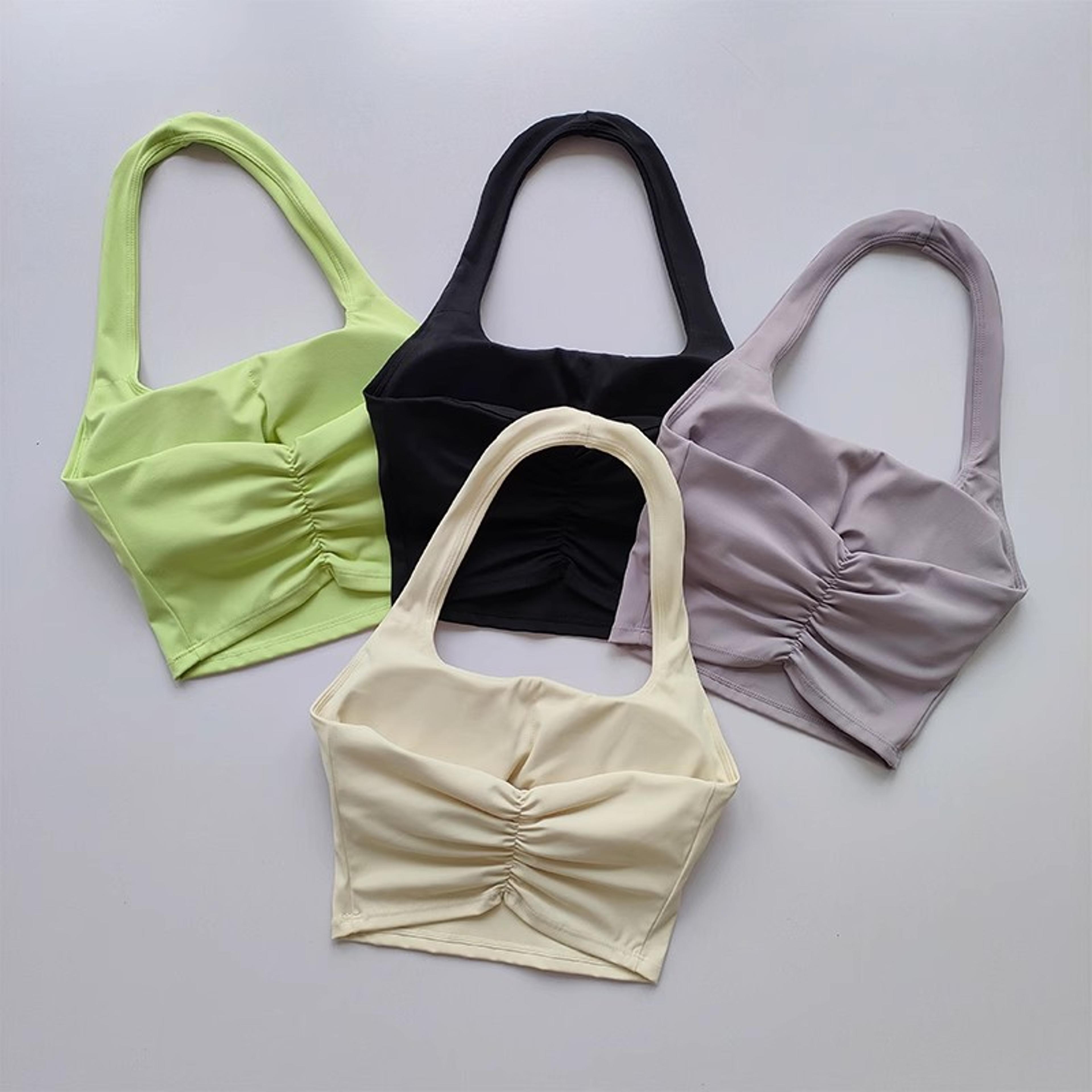 women's halter sports bra with built-in pads open back yoga bra for fitness & everyday comfort