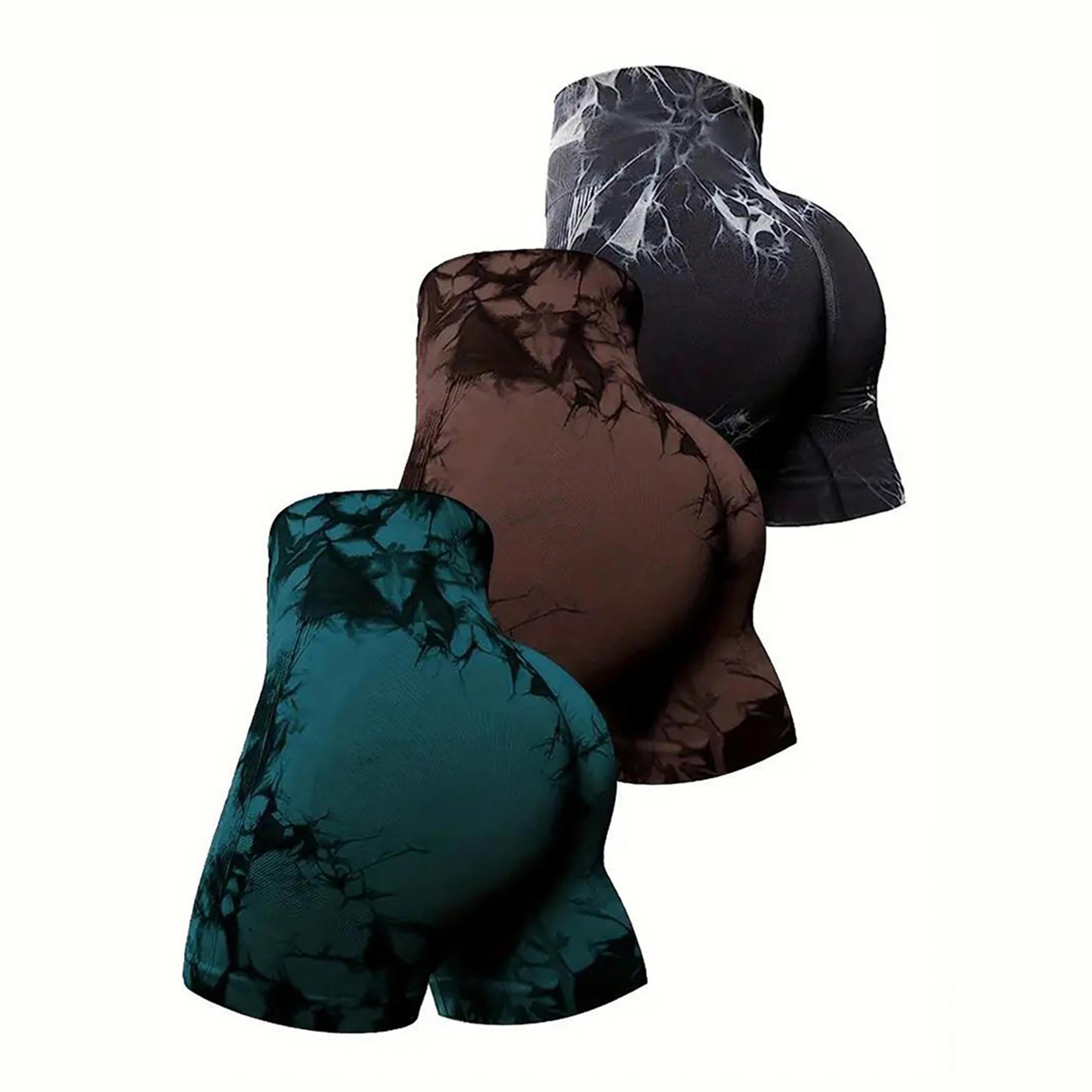 high waisted yoga shorts seamless tie dye workout shorts for women