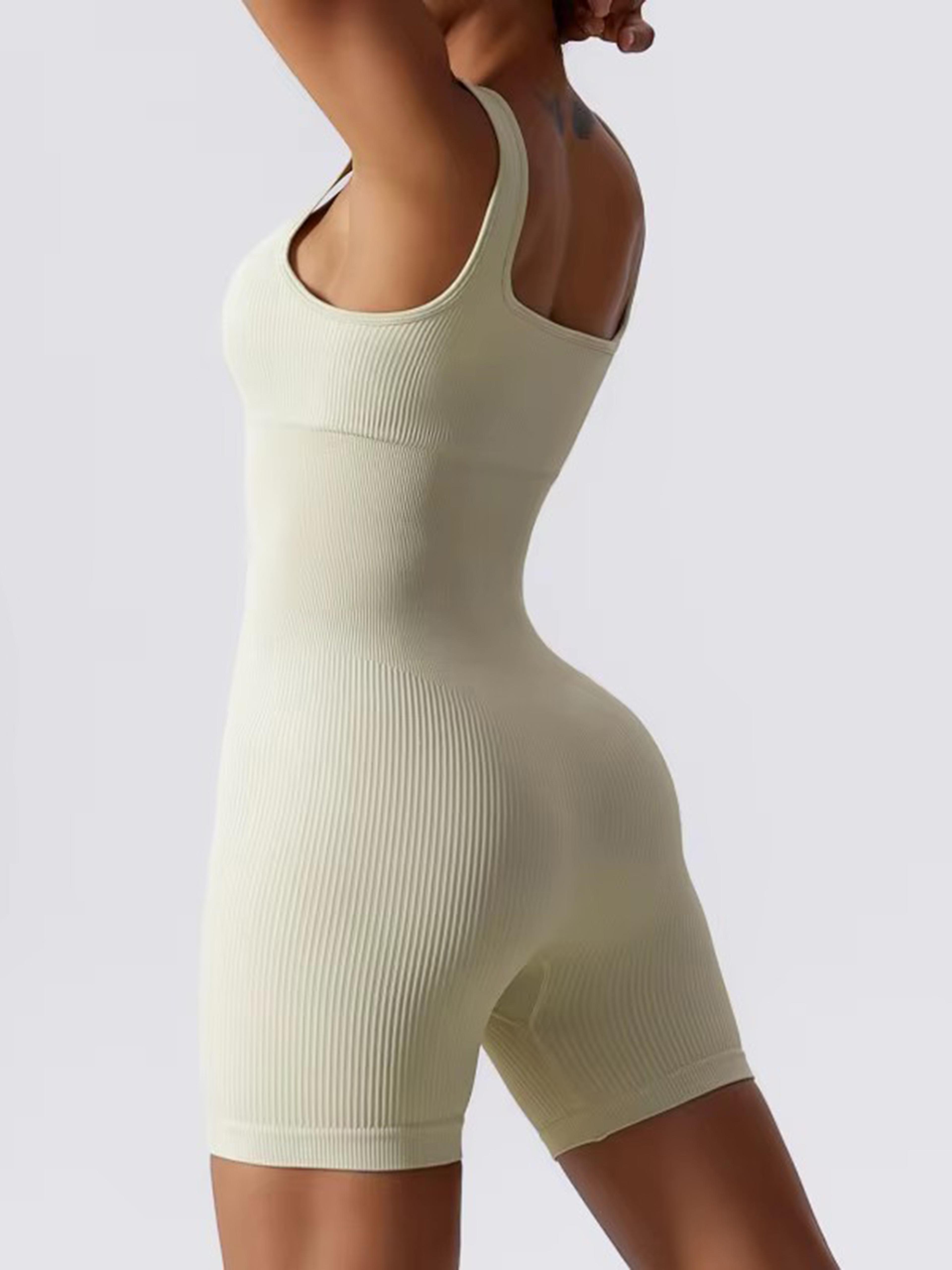sculpt fit women's ribbed seamless yoga romper quick dry sleeveless workout jumpsuit