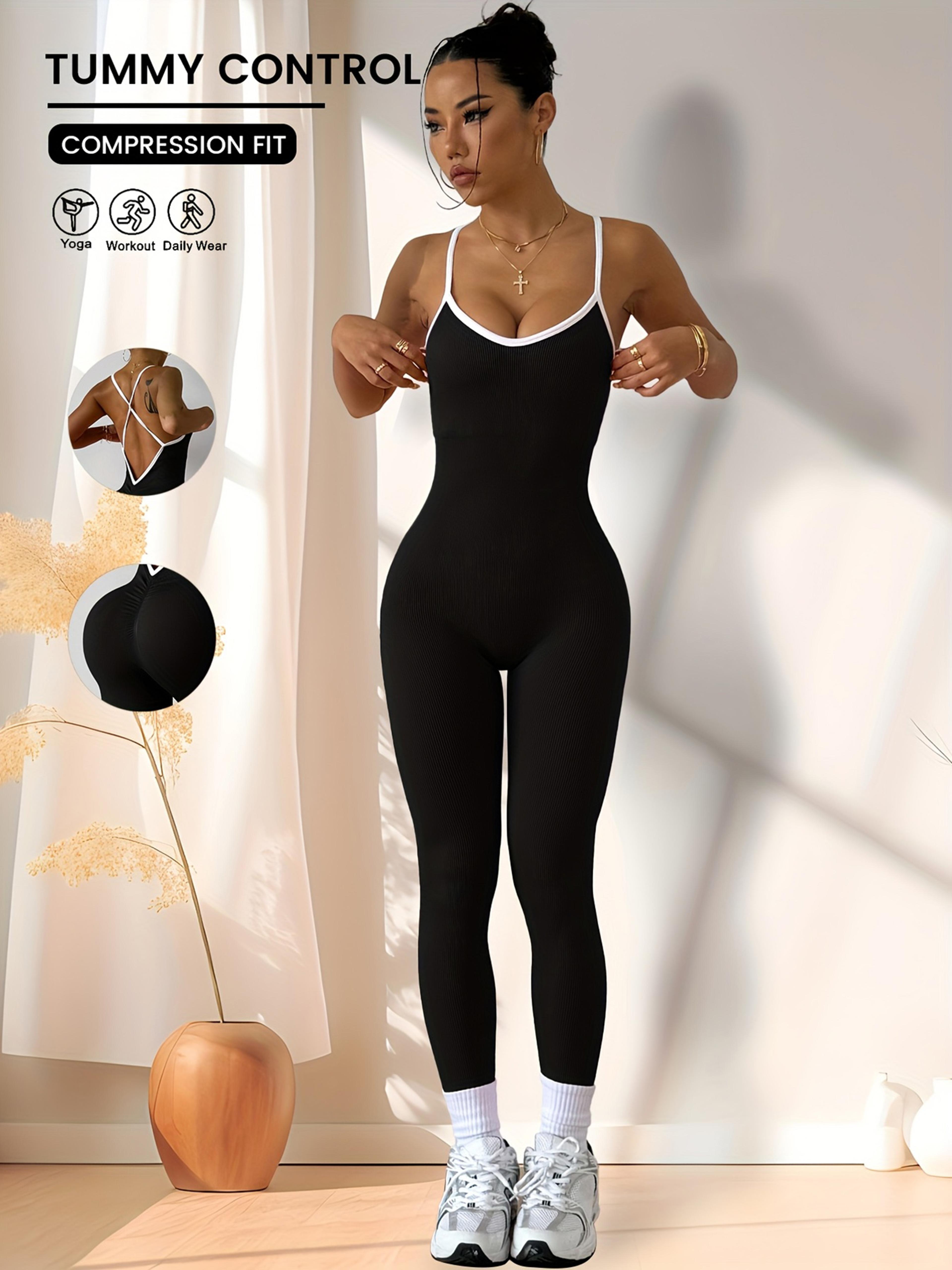 women's workout jumpsuit quick dry yoga bodysuit one piece fitness romper