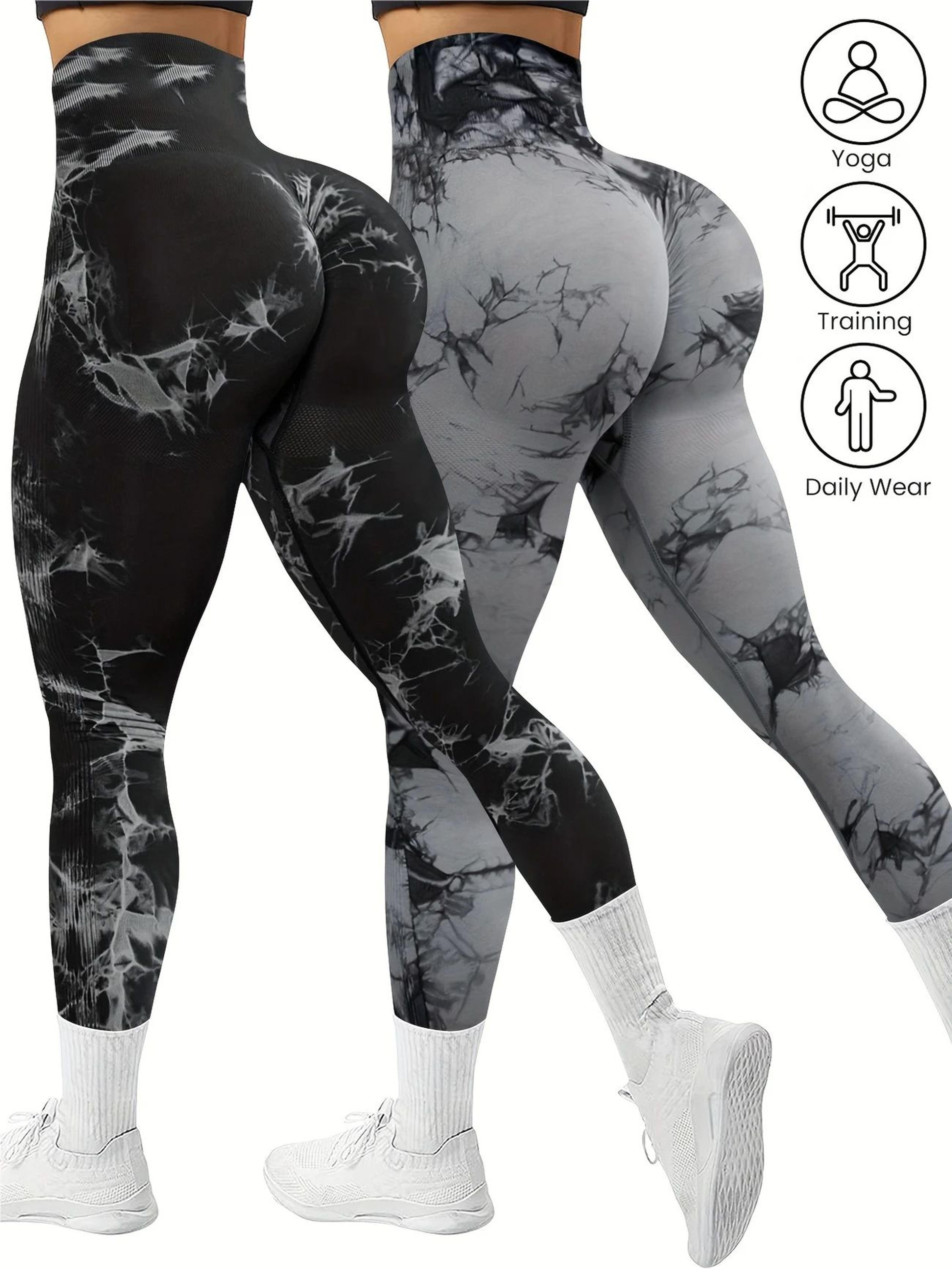high waisted yoga leggings seamless tie dye tummy control workout pants for women