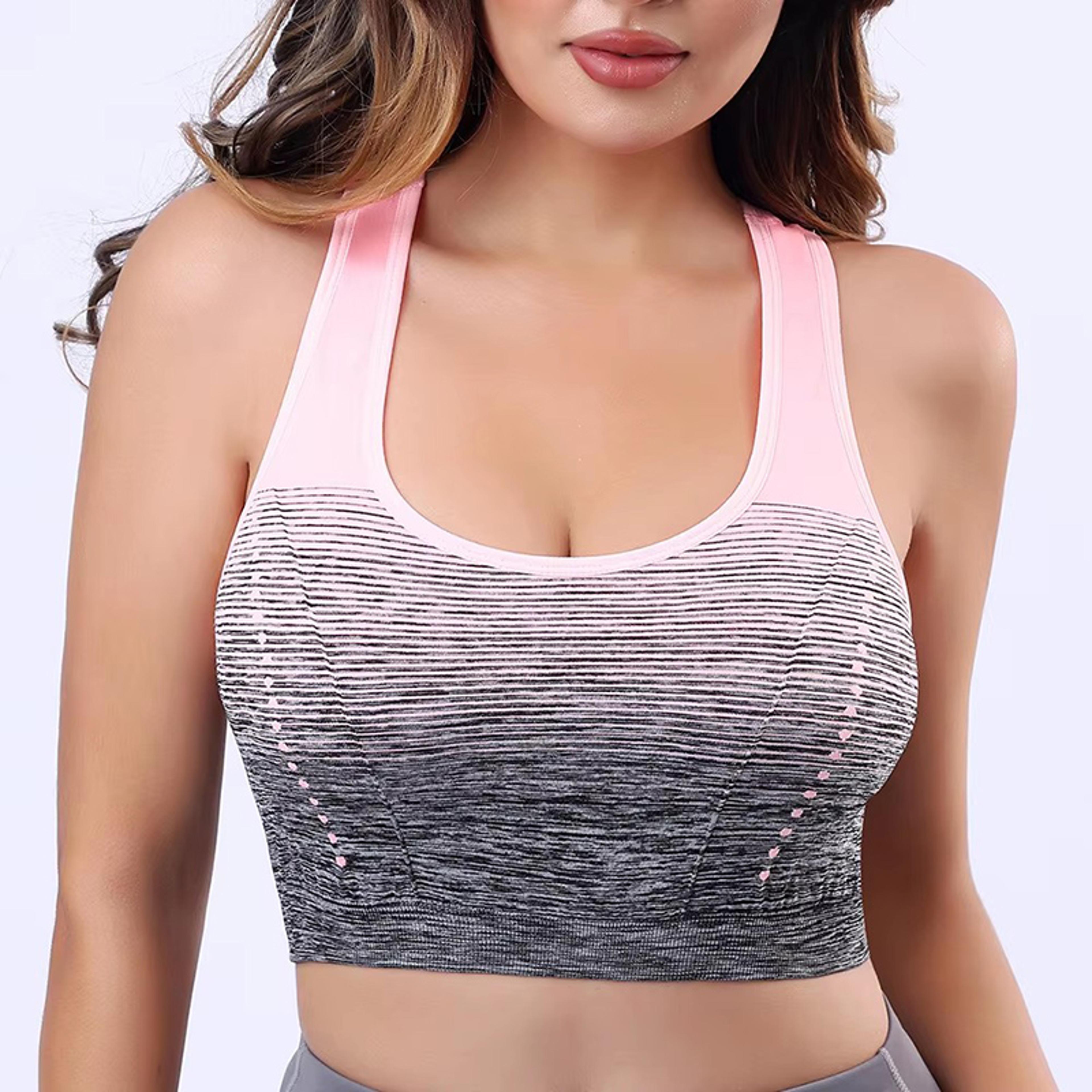 seamless sports bra for women padded breathable yoga & gym crop top with gradient design