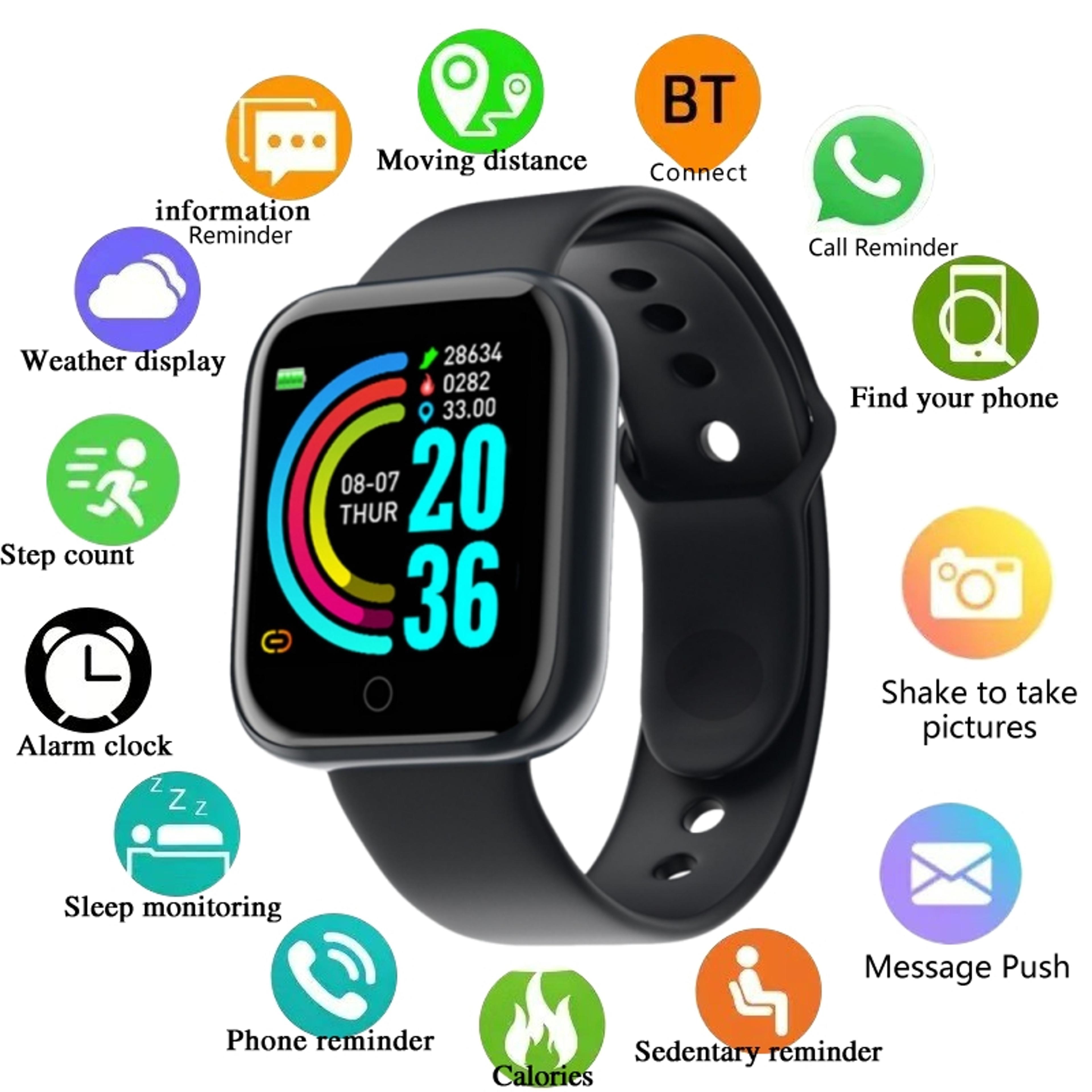 active fit smart fitness watch with sports tracking, music control & message notifications