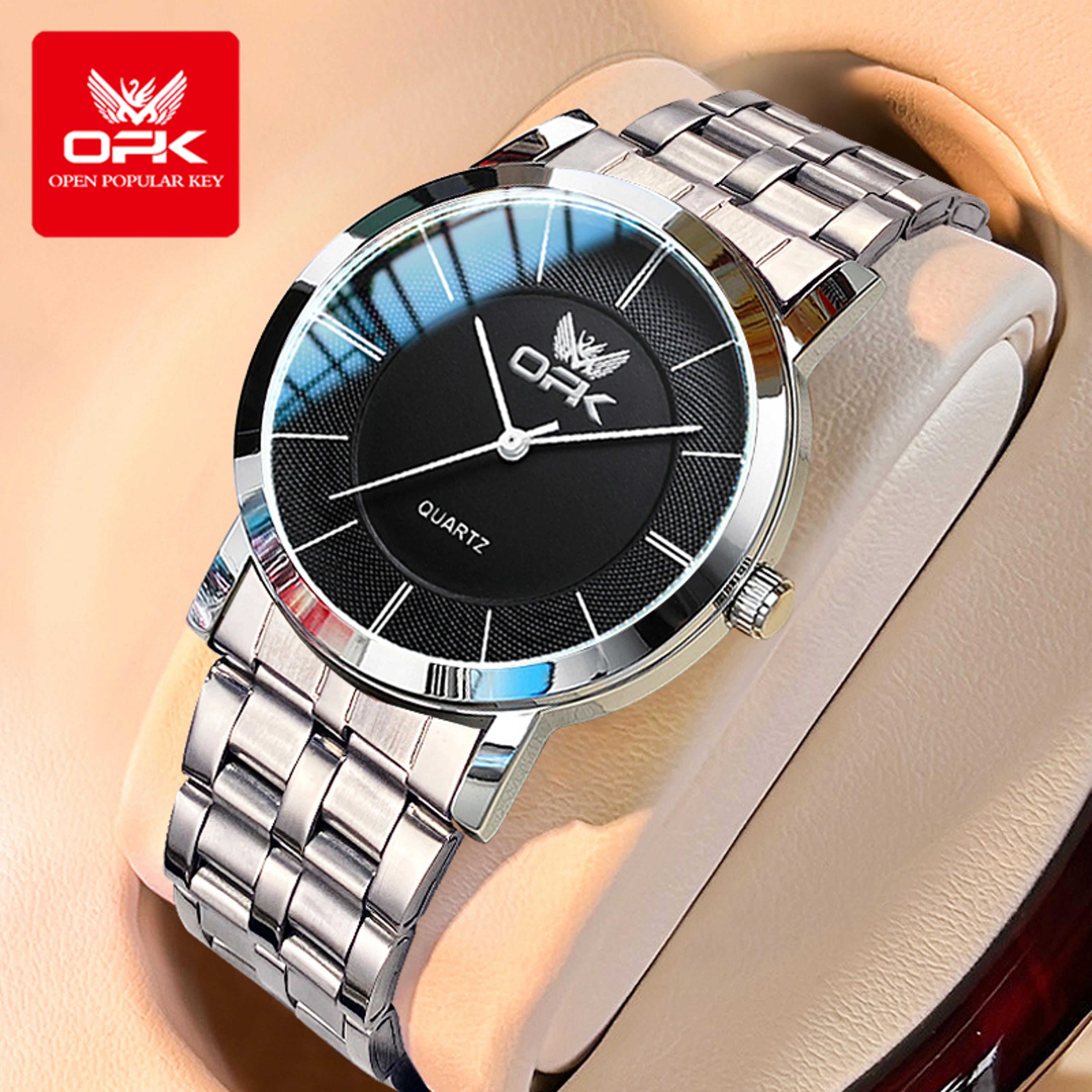 men's quartz watch stainless steel waterproof business casual wristwatch