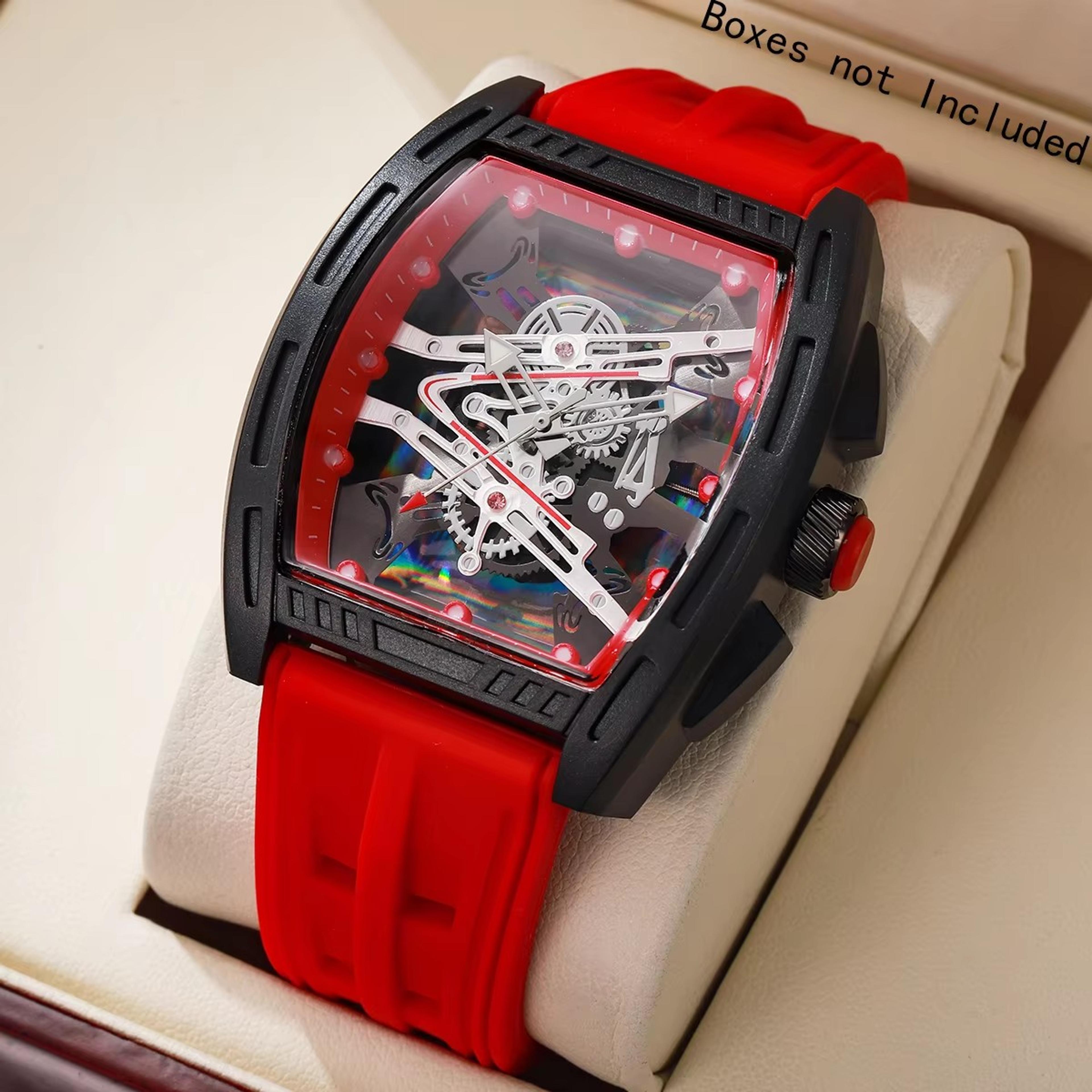 luxury men's quartz watch with large dial & silicone strap sport casual analog wristwatch