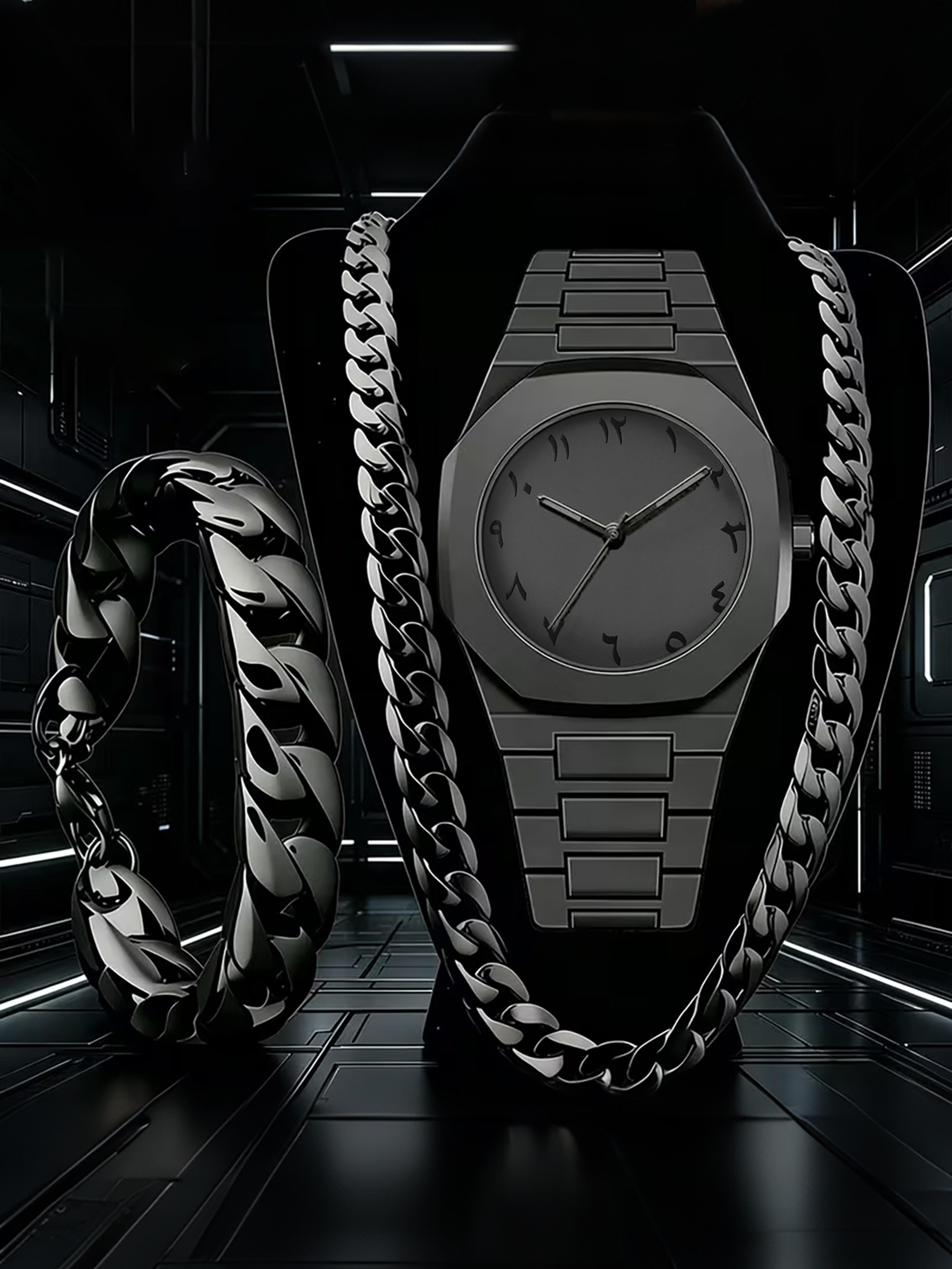 unisex watch jewelry set with chain bracelet stylish everyday fashion gift