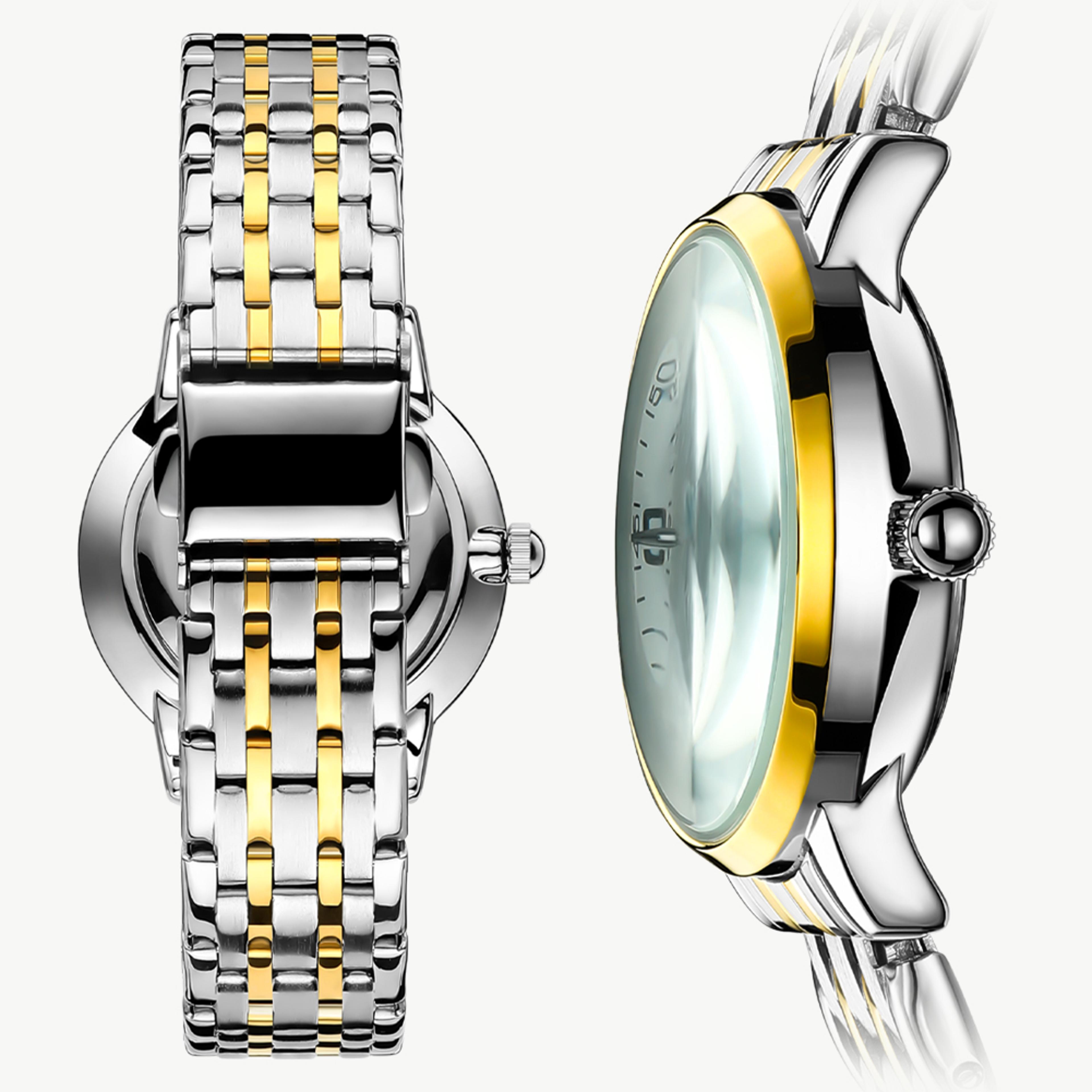 women's quartz watch with stainless steel watch band & date display waterproof dress watch