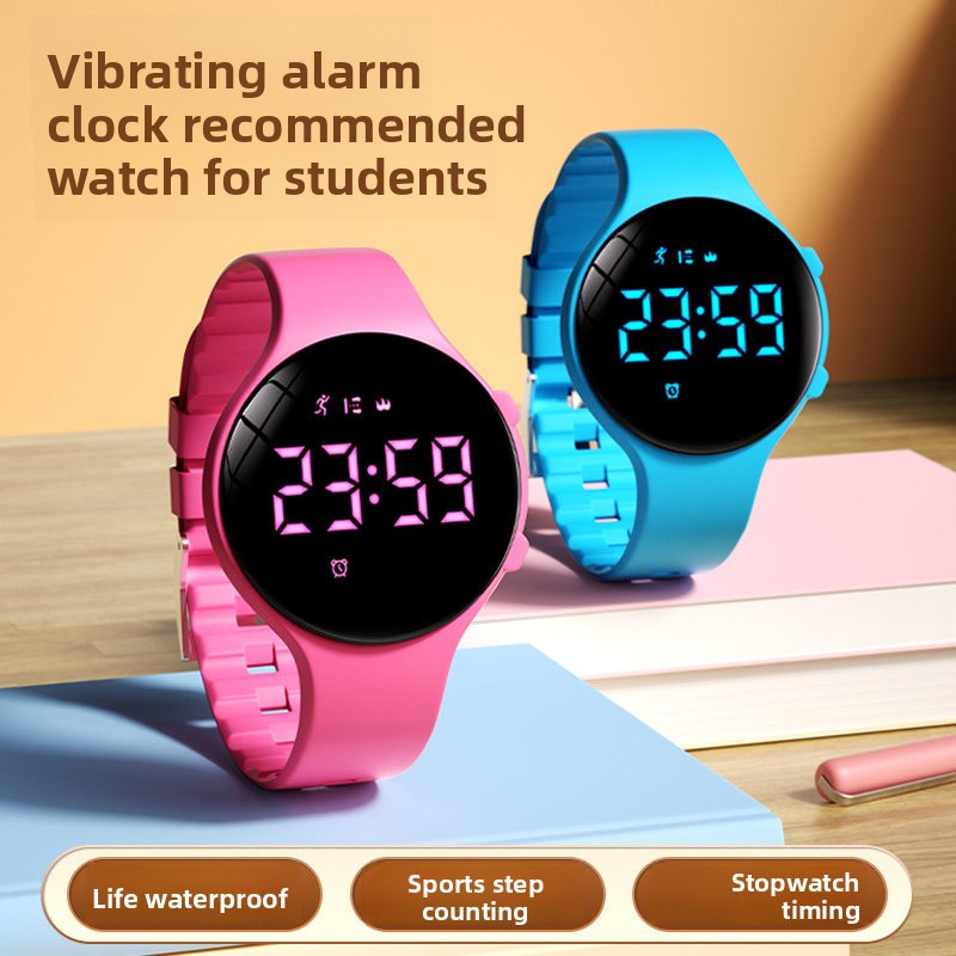 silent vibrating alarm watch with pedometer, waterproof digital sports watch for men & women
