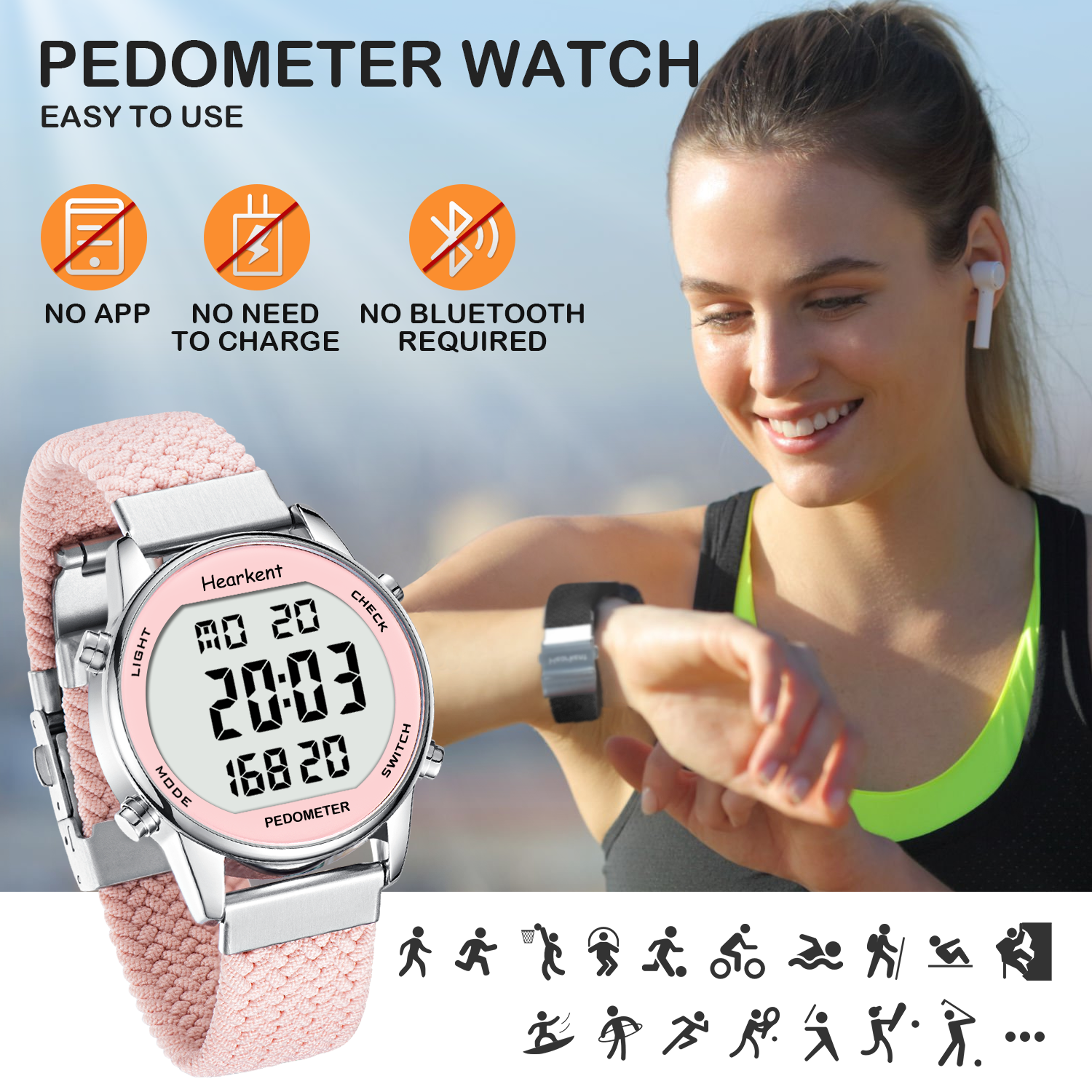 pedometer watch digital step counter watch with calorie & distance tracker for walking