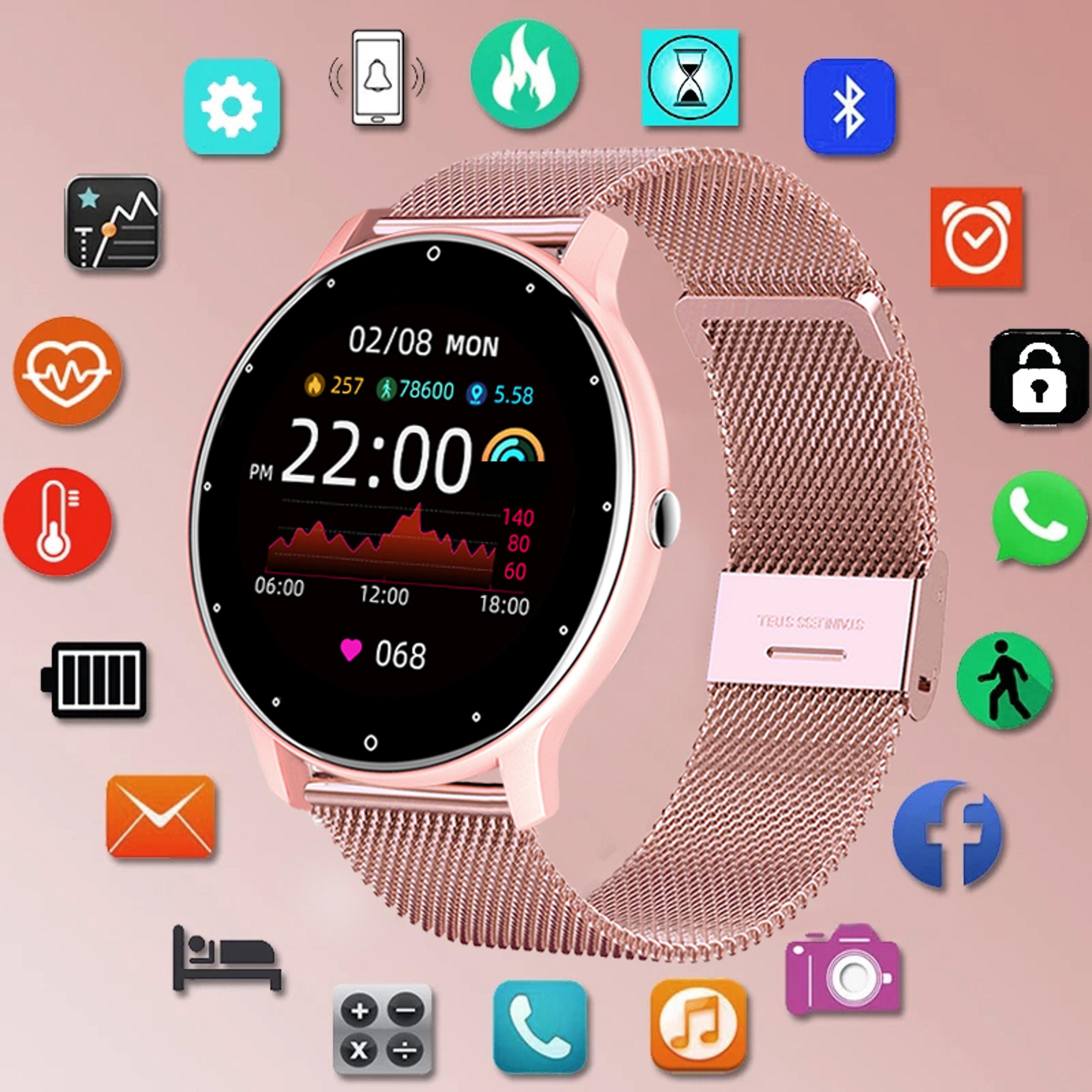 smart watch for women with bluetooth calling, fitness tracker & weather forecast