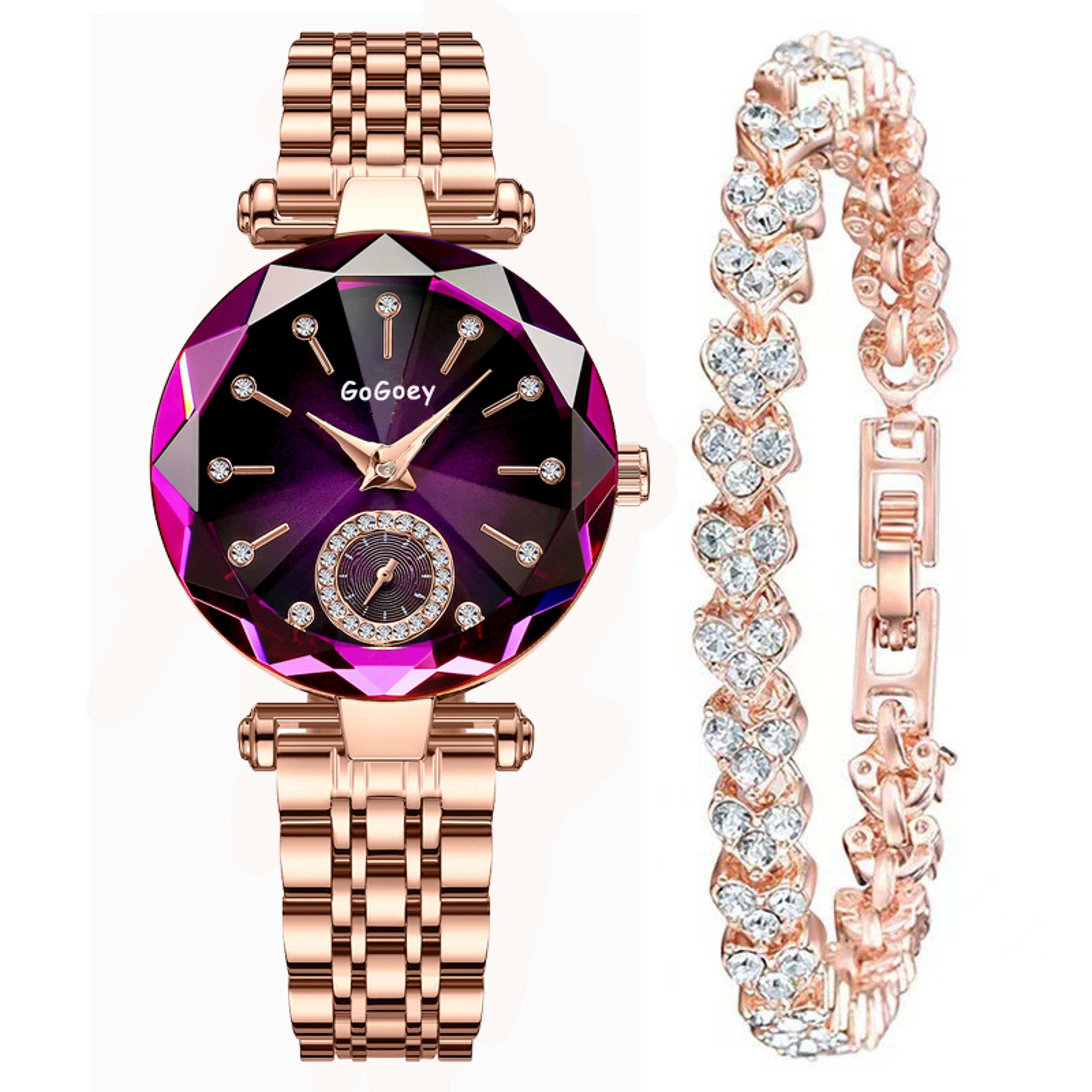 heart of the ocean women's watch set with bracelet quartz watch stainless steel dress gift set