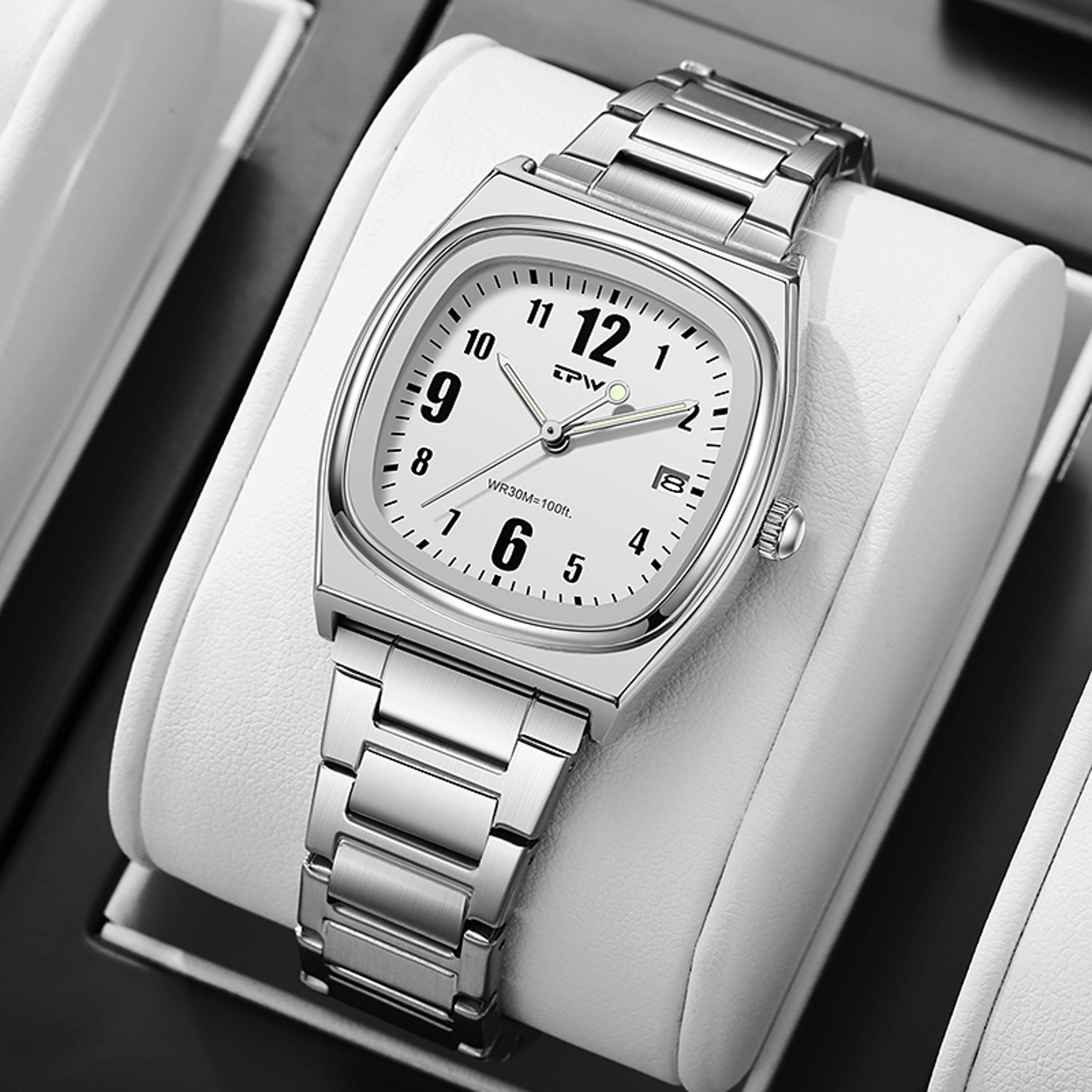 women's quartz watch with luminous dial & stainless steel strap