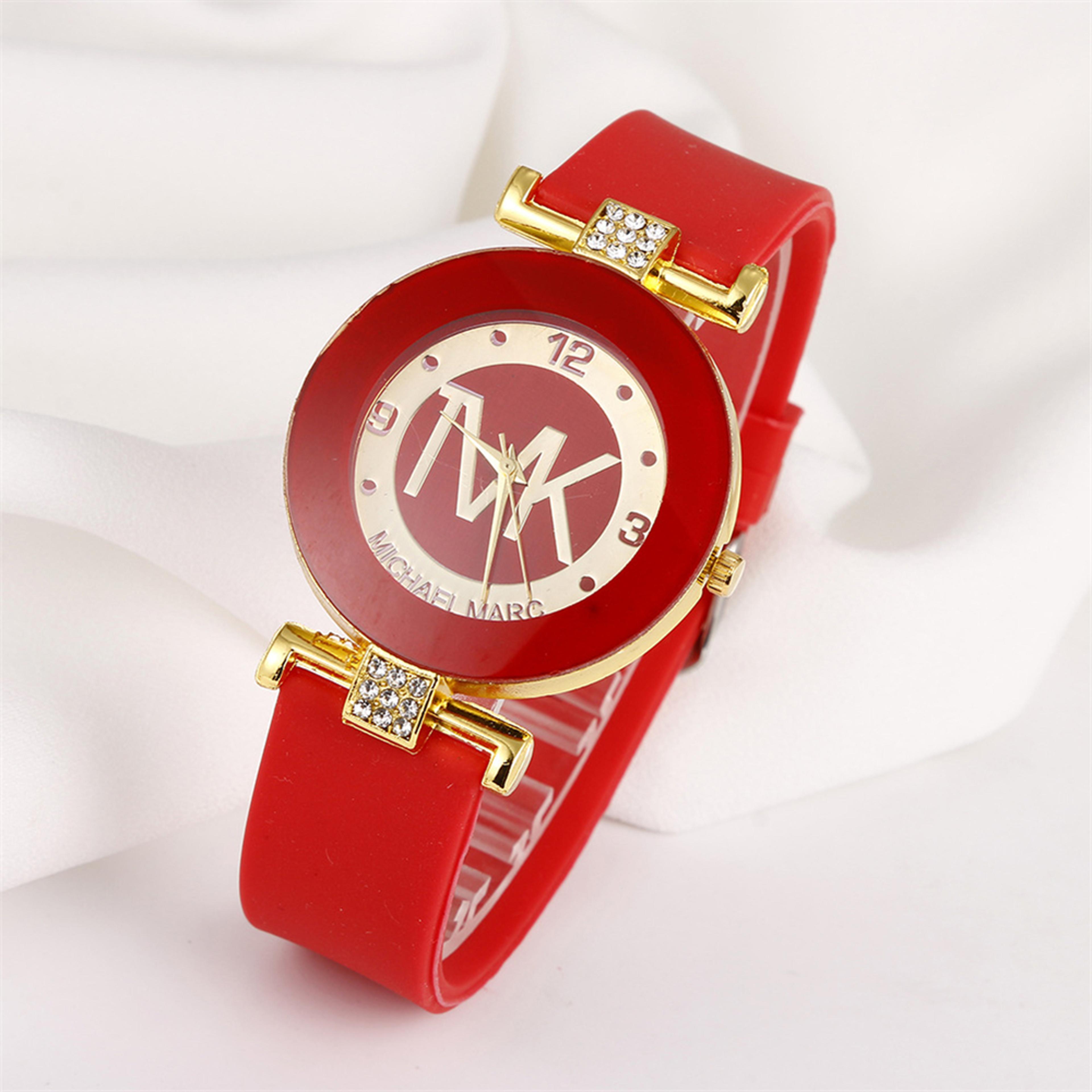 women's quartz watch with rhinestone dial & soft silicone strap watch