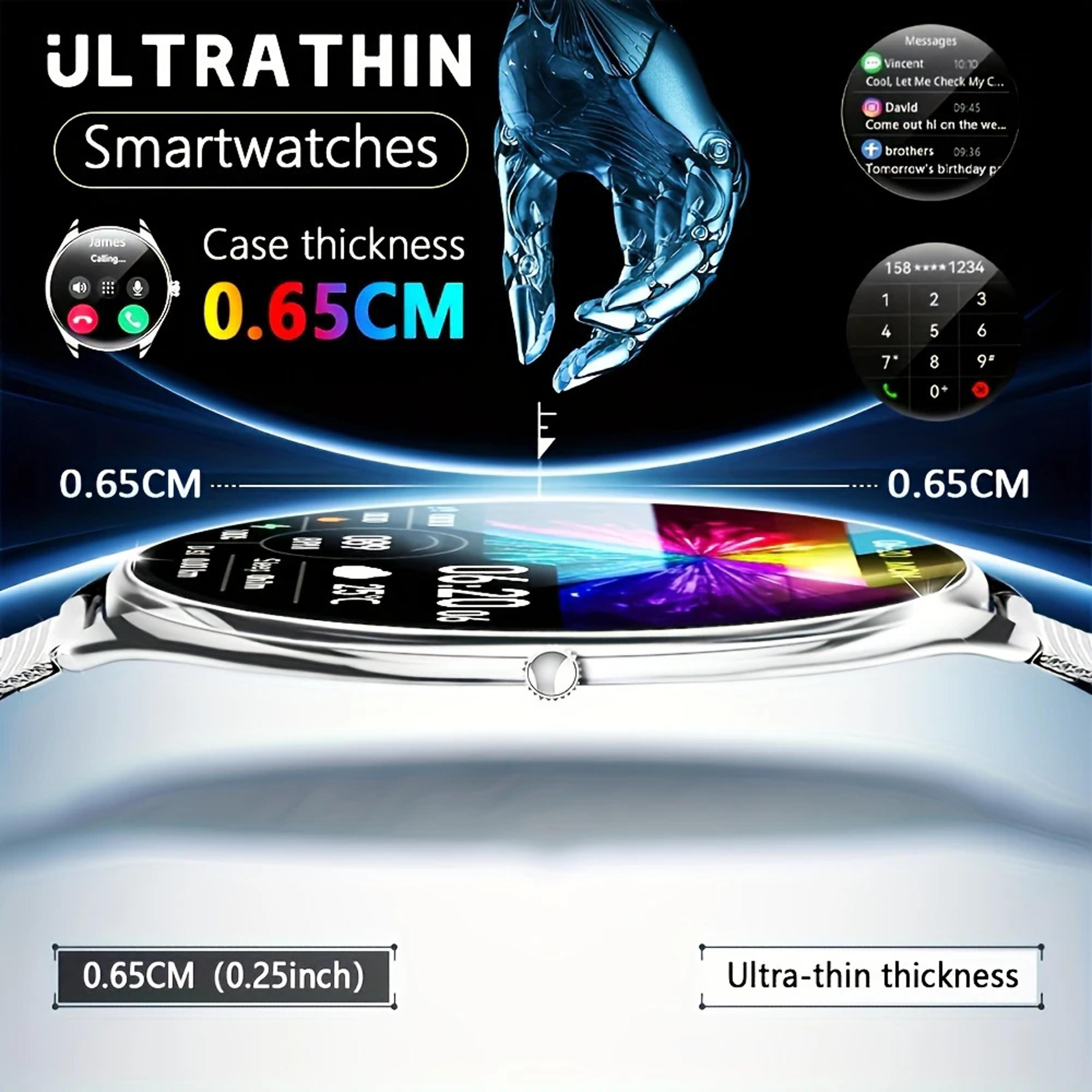 ultra thin amoled smartwatch with bluetooth calling & heart rate monitor for android & ios