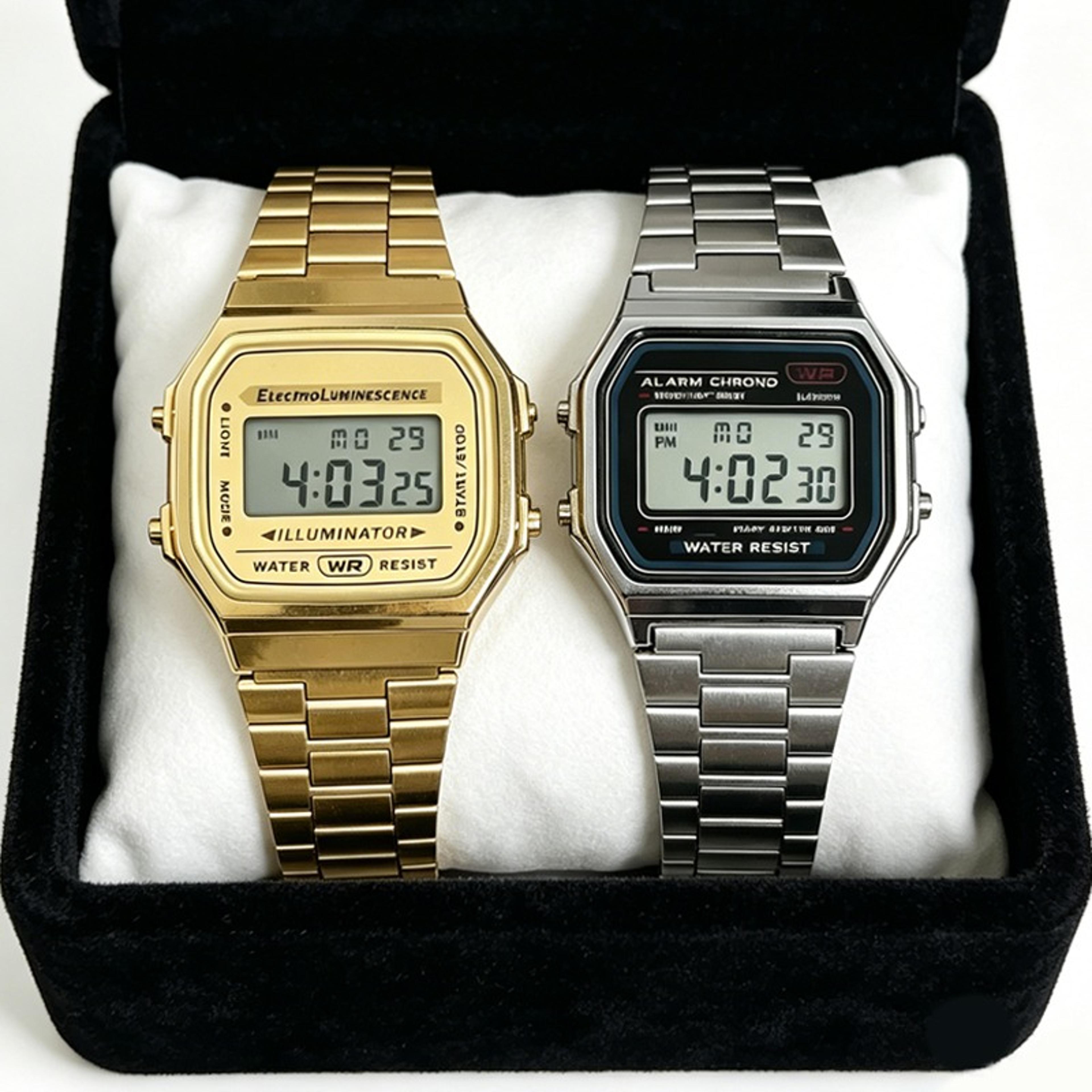 digital watch for men & women stainless steel rectangle business wristwatch