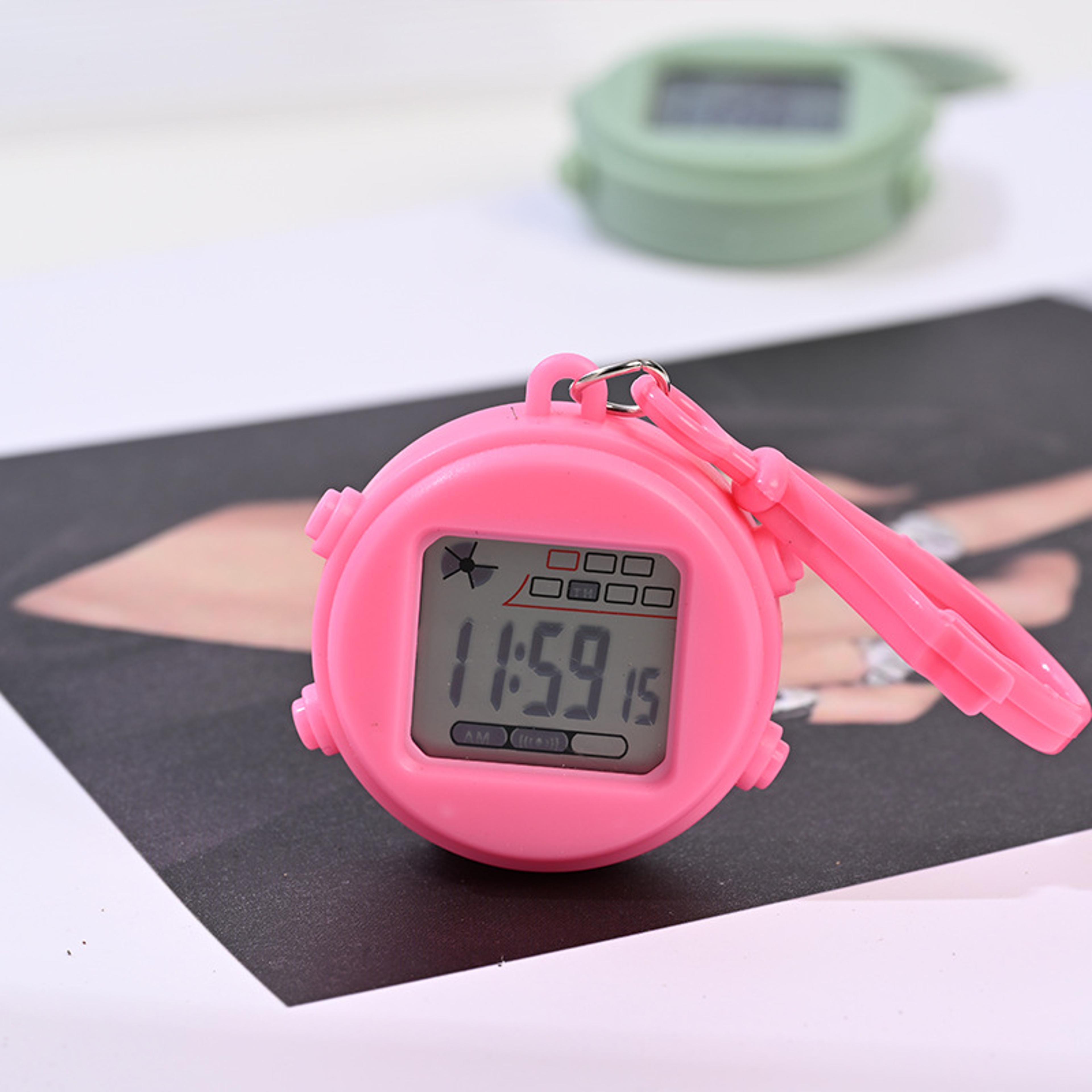 portable keychain digital watch with led night light & electronic alarm clock for backpacks and everyday carry