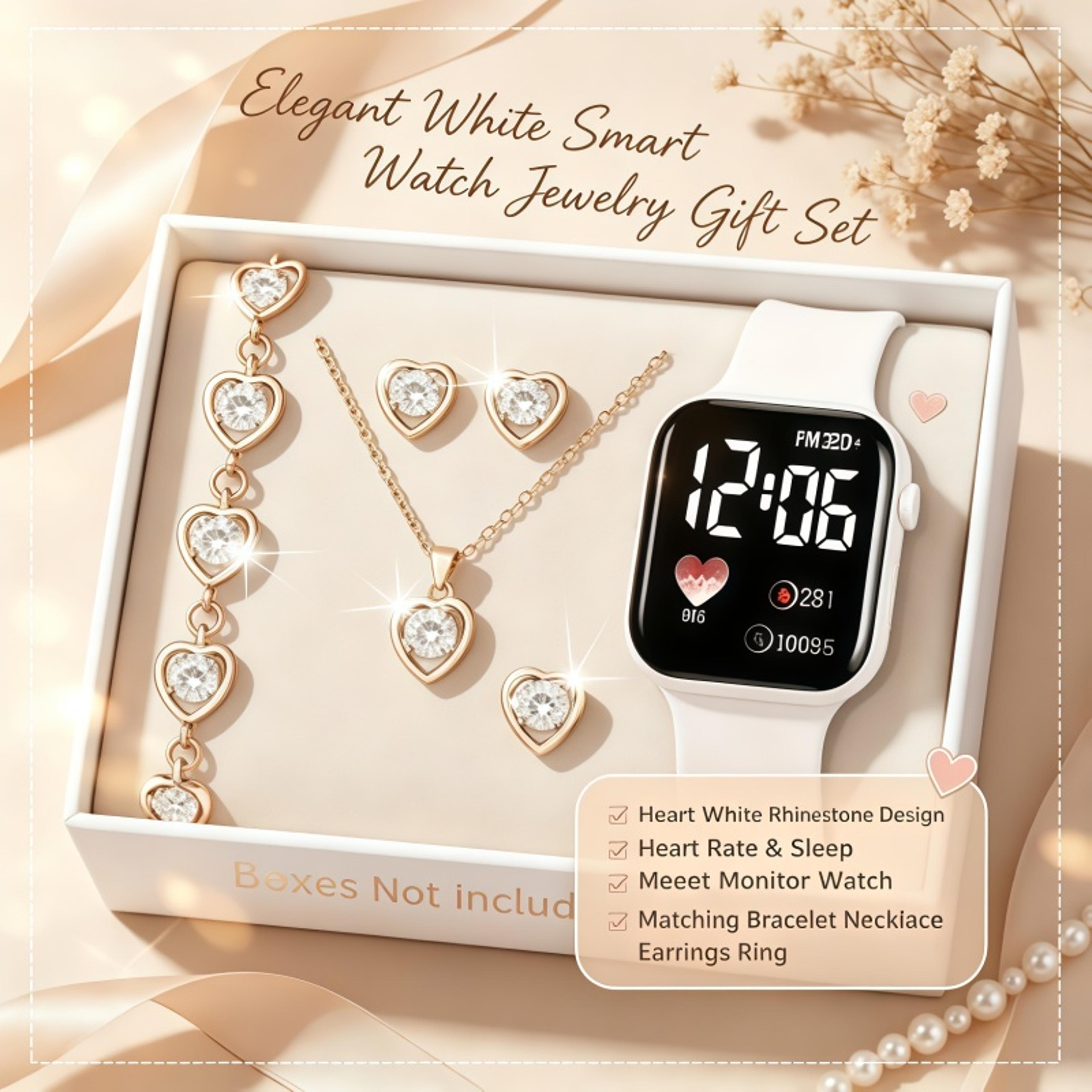 fashion jewelry gift set with digital led watch, necklace, earrings & ring for teens