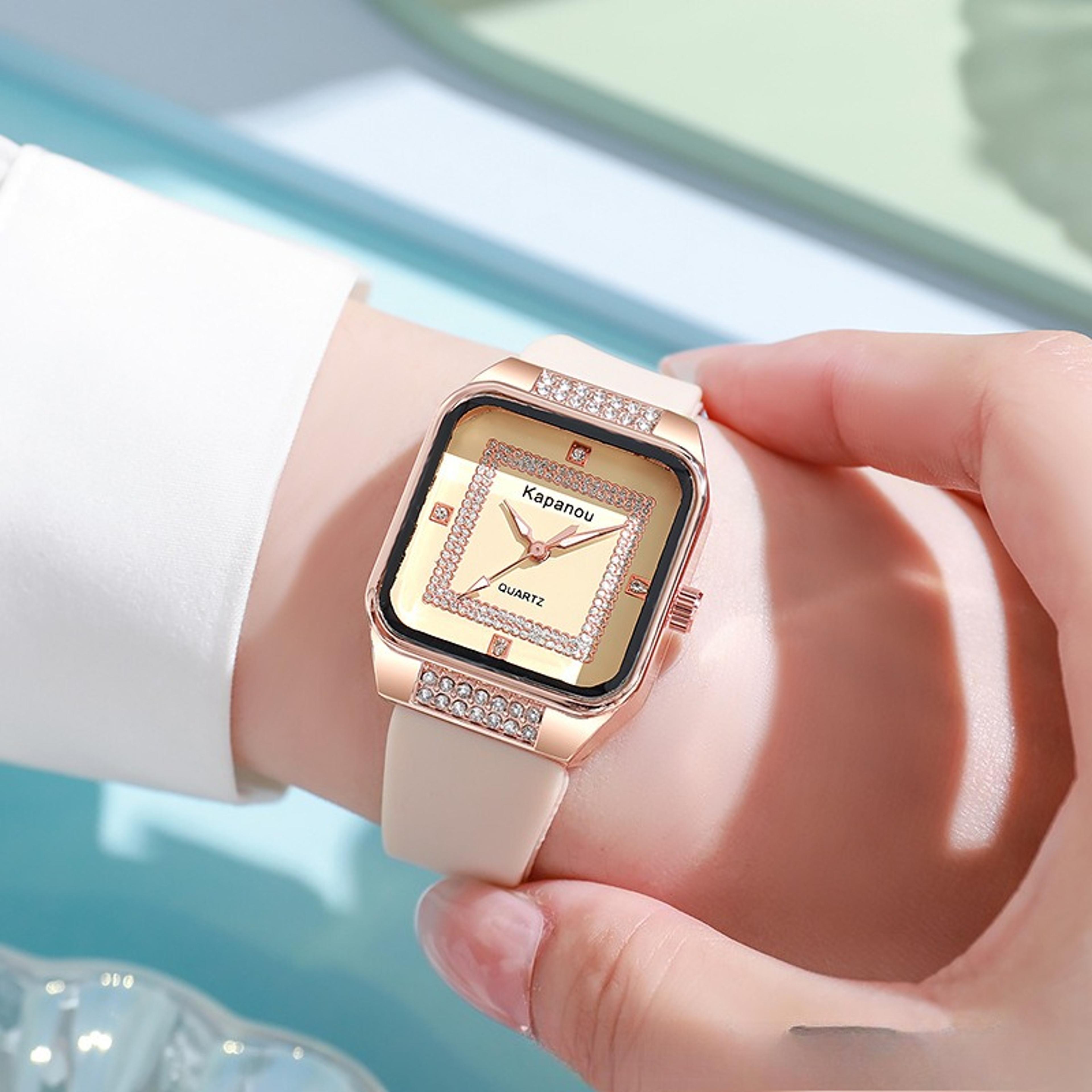 elegant square quartz watch with soft silicone strap for women minimalist fashion wristwatch