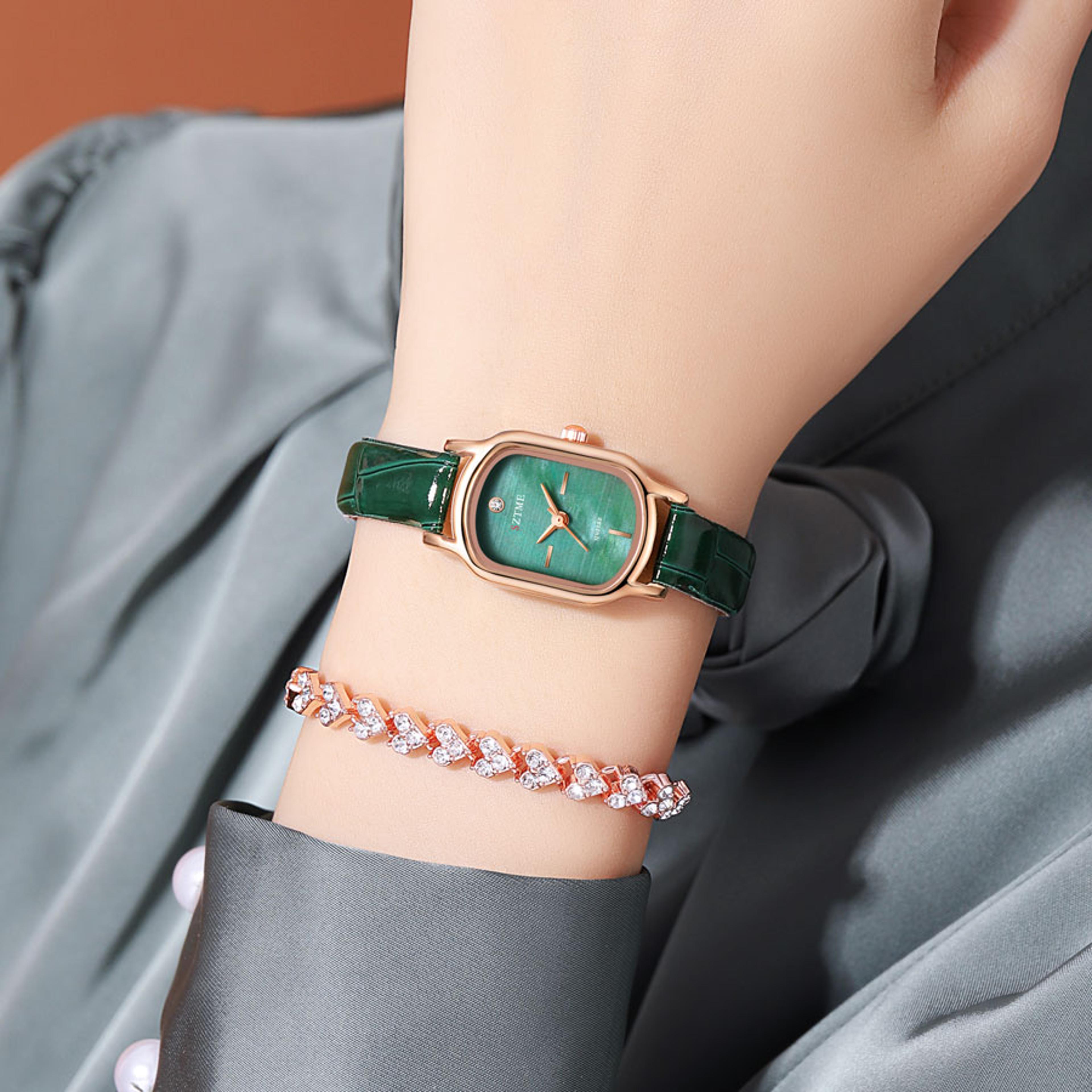 peacock green women's quartz watch elegant casual fashion wrist watch for women