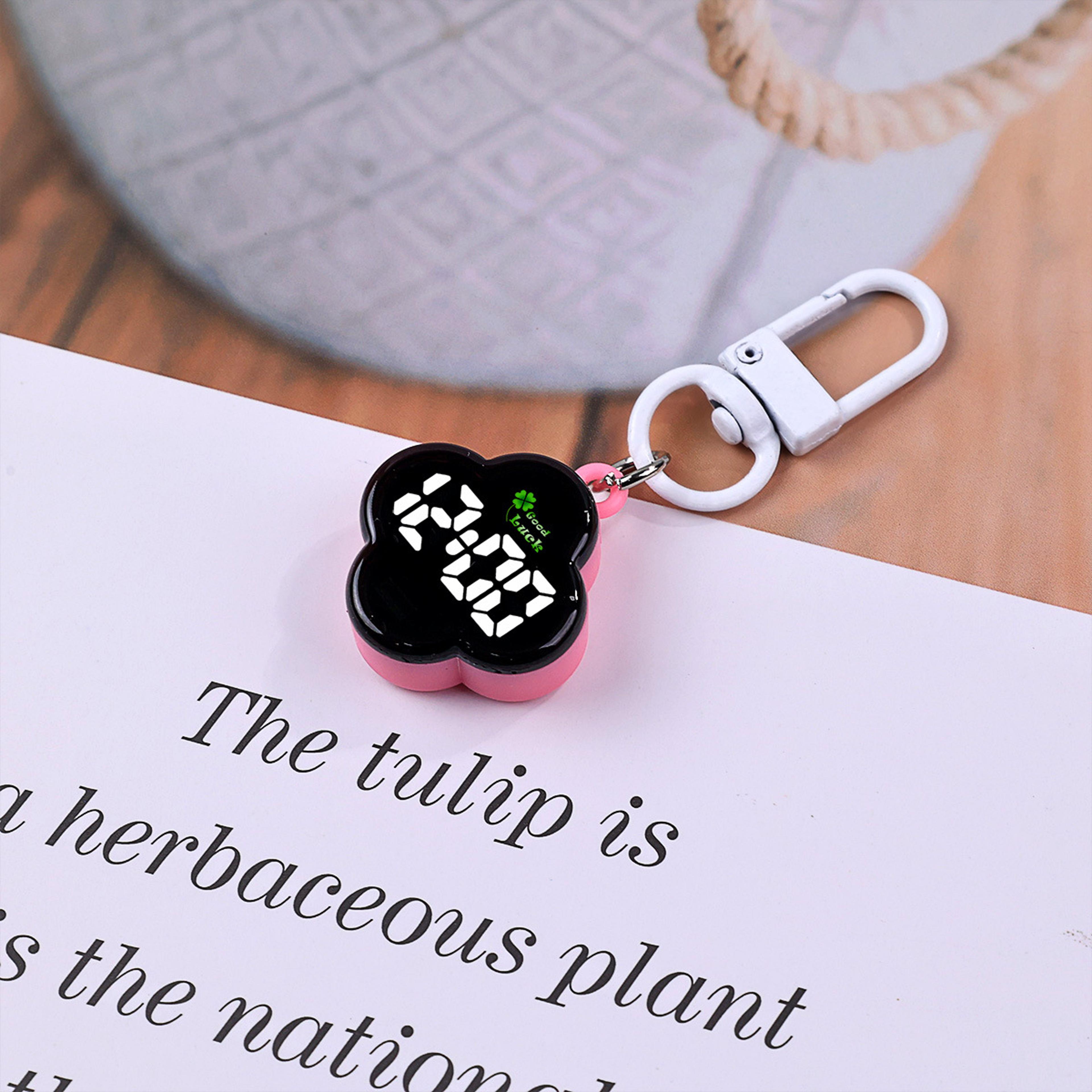 cute electronic watch clover flower bag pendant digital watch for students & children
