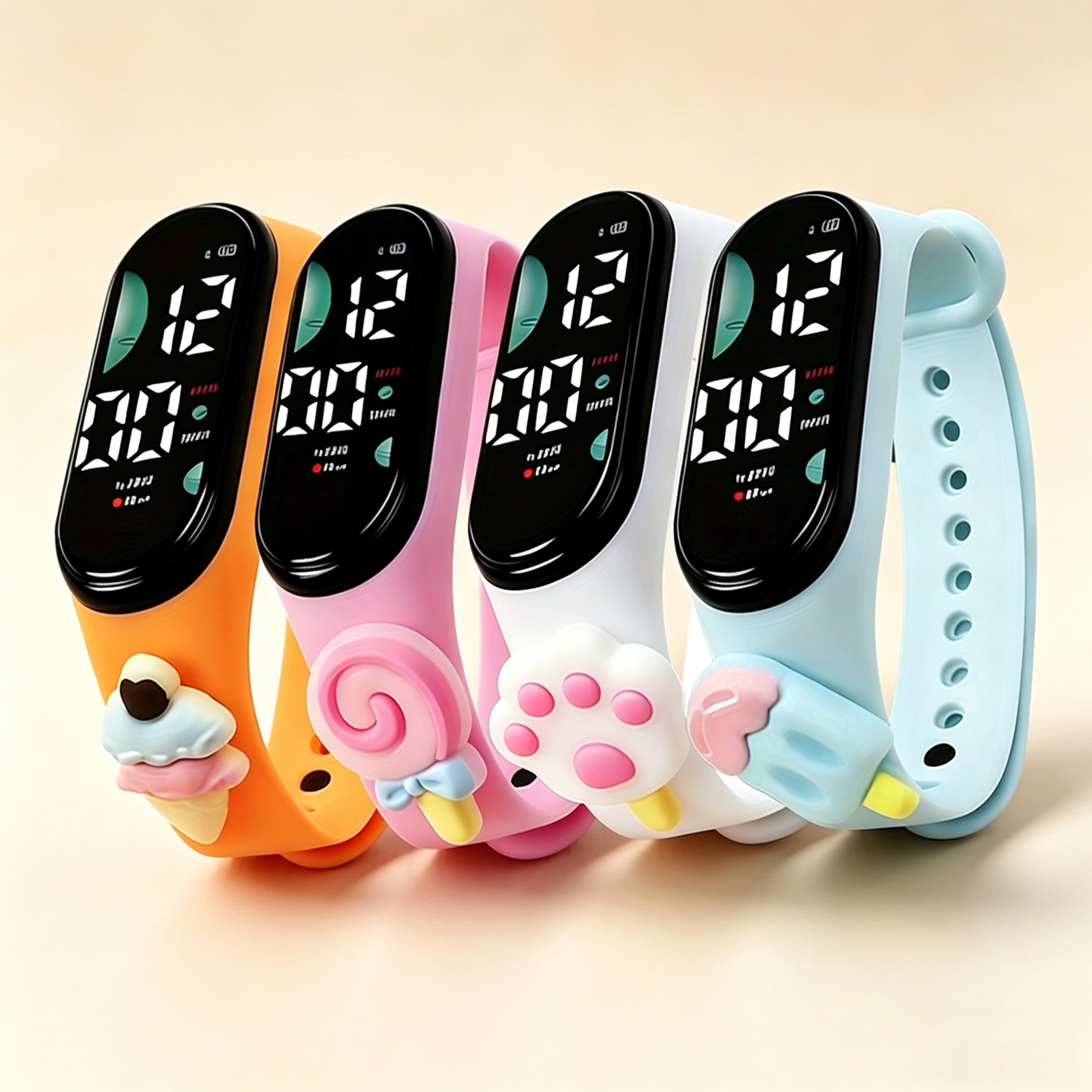 cute cartoon digital watch for girls waterproof led silicone bracelet wrist watch