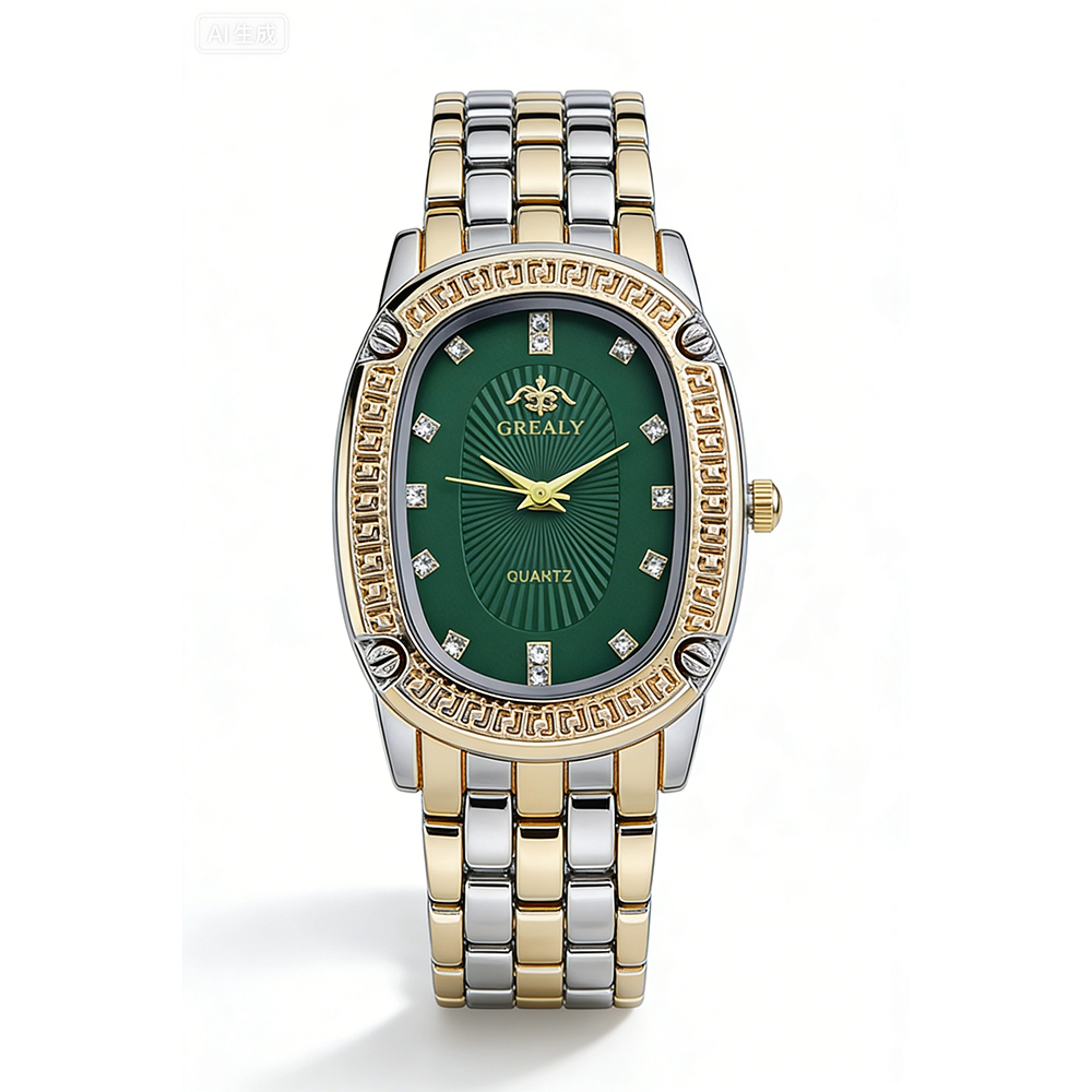 women's quartz watch luxury oval rhinestone dress watch with elegant alloy bracelet