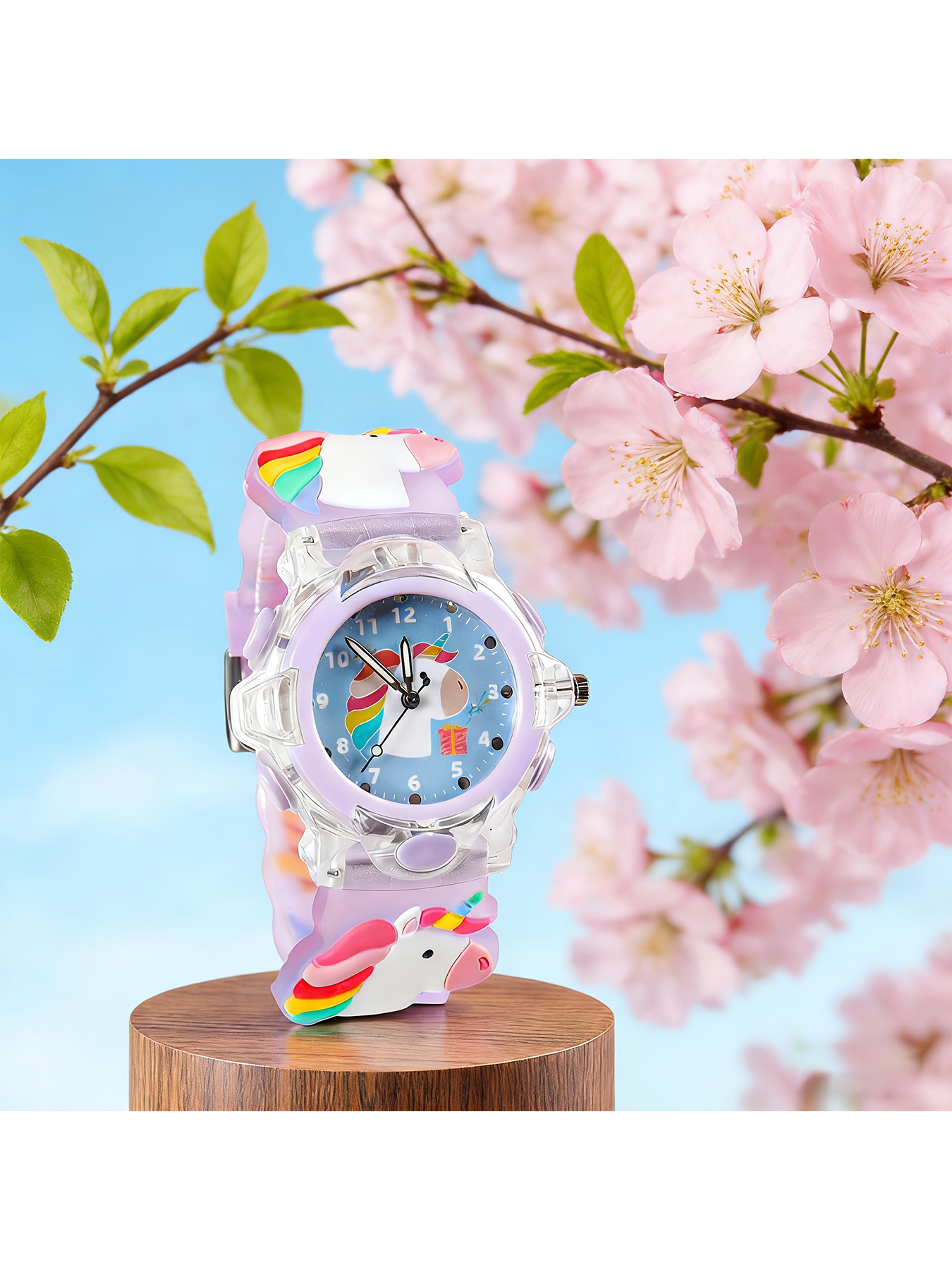 glow time unicorn watch for girls light up kids quartz cartoon wrist watch