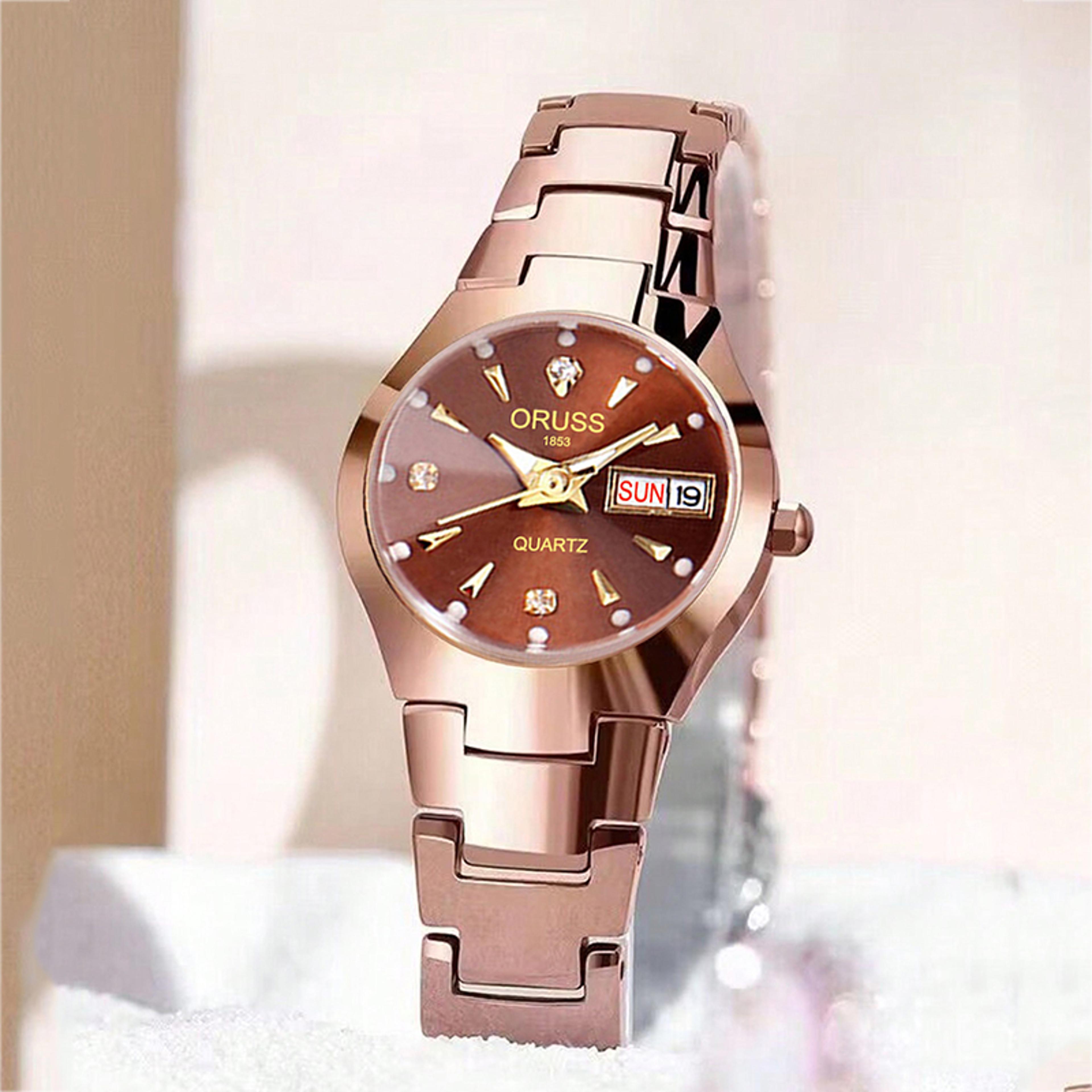 women's quartz watch stainless steel business casual waterproof fashion wristwatch
