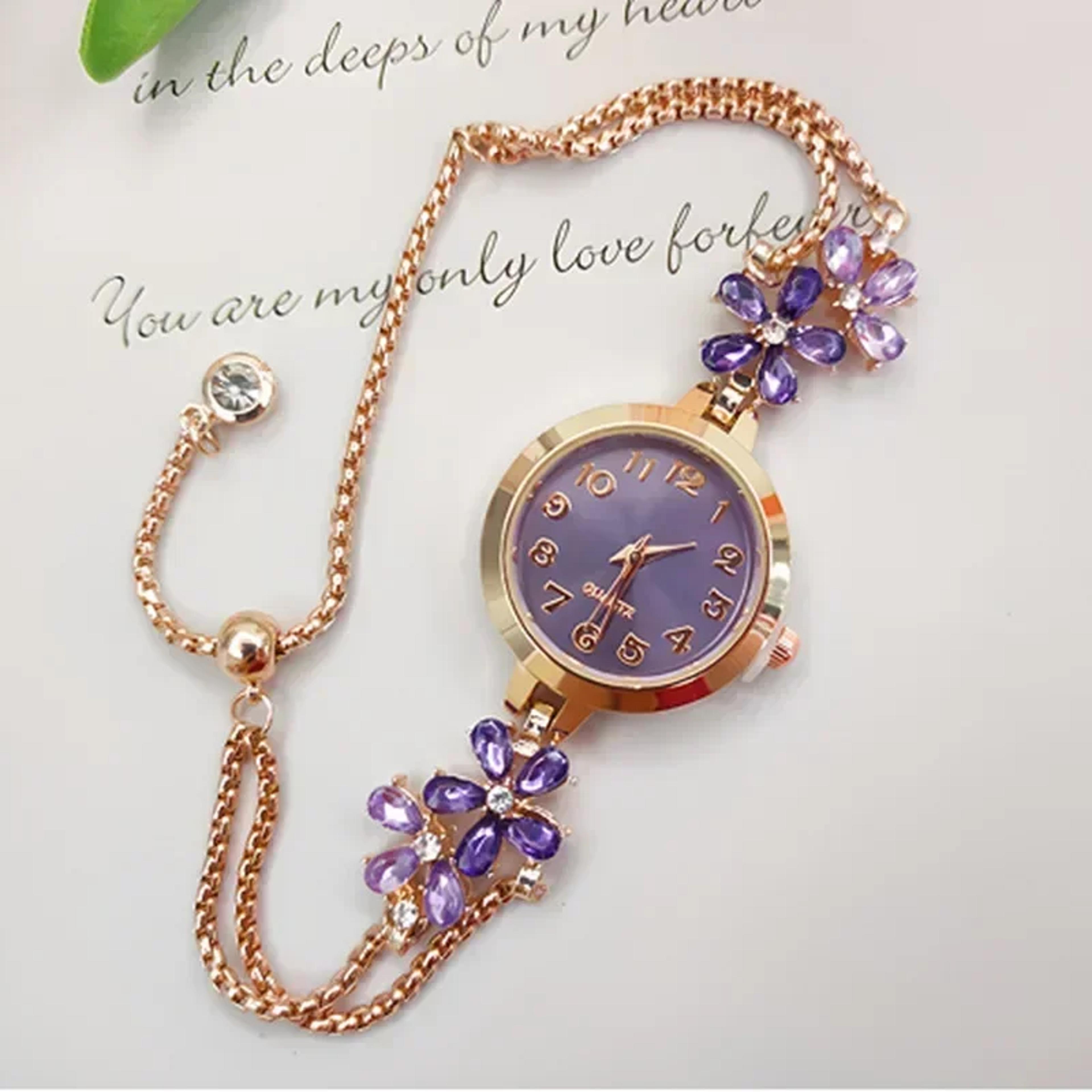vintage women's bracelet watch with crystal strass quartz movement luxury dress wristwatch