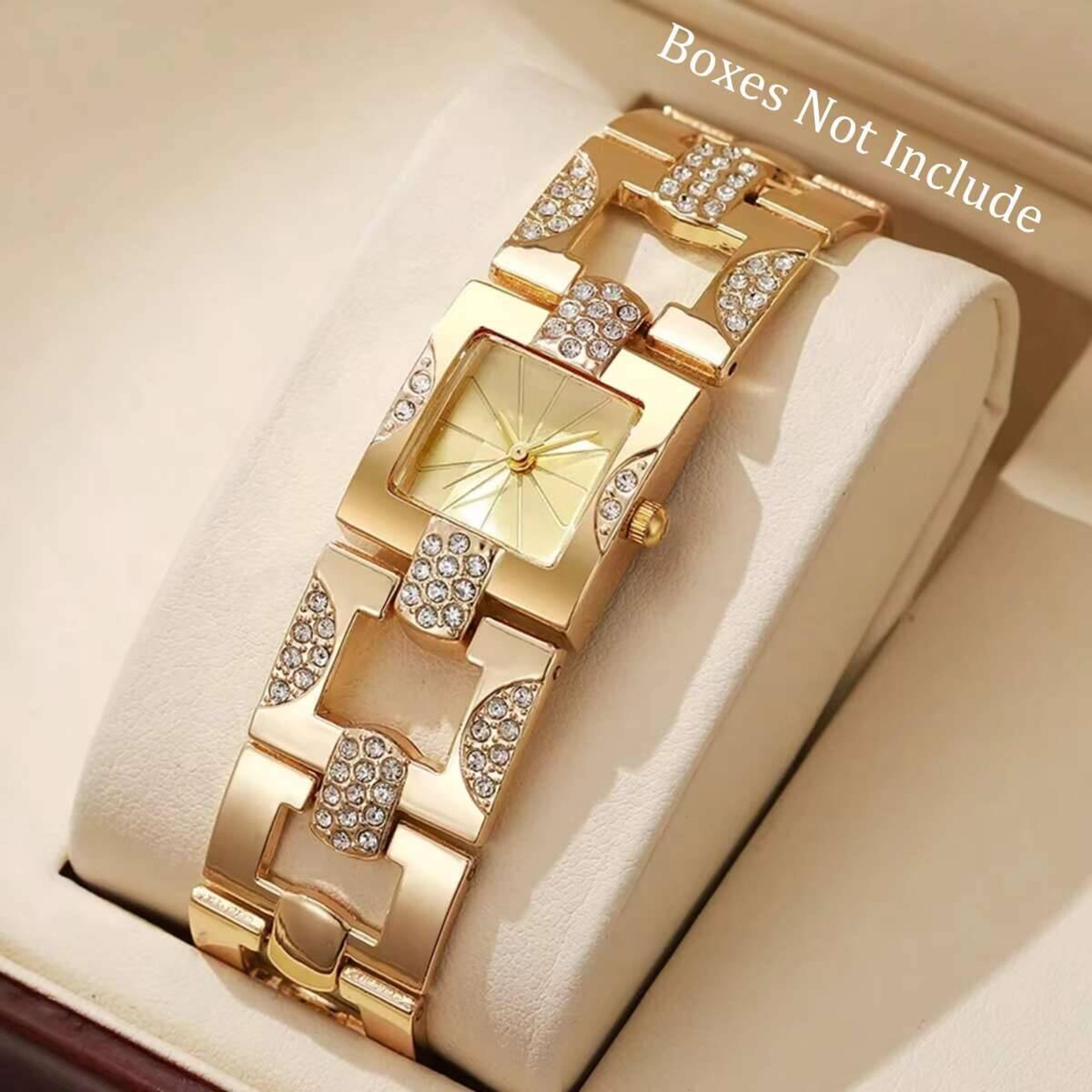 luxury rhinestone women's square quartz watch elegant alloy dress wristwatch for everyday glamour
