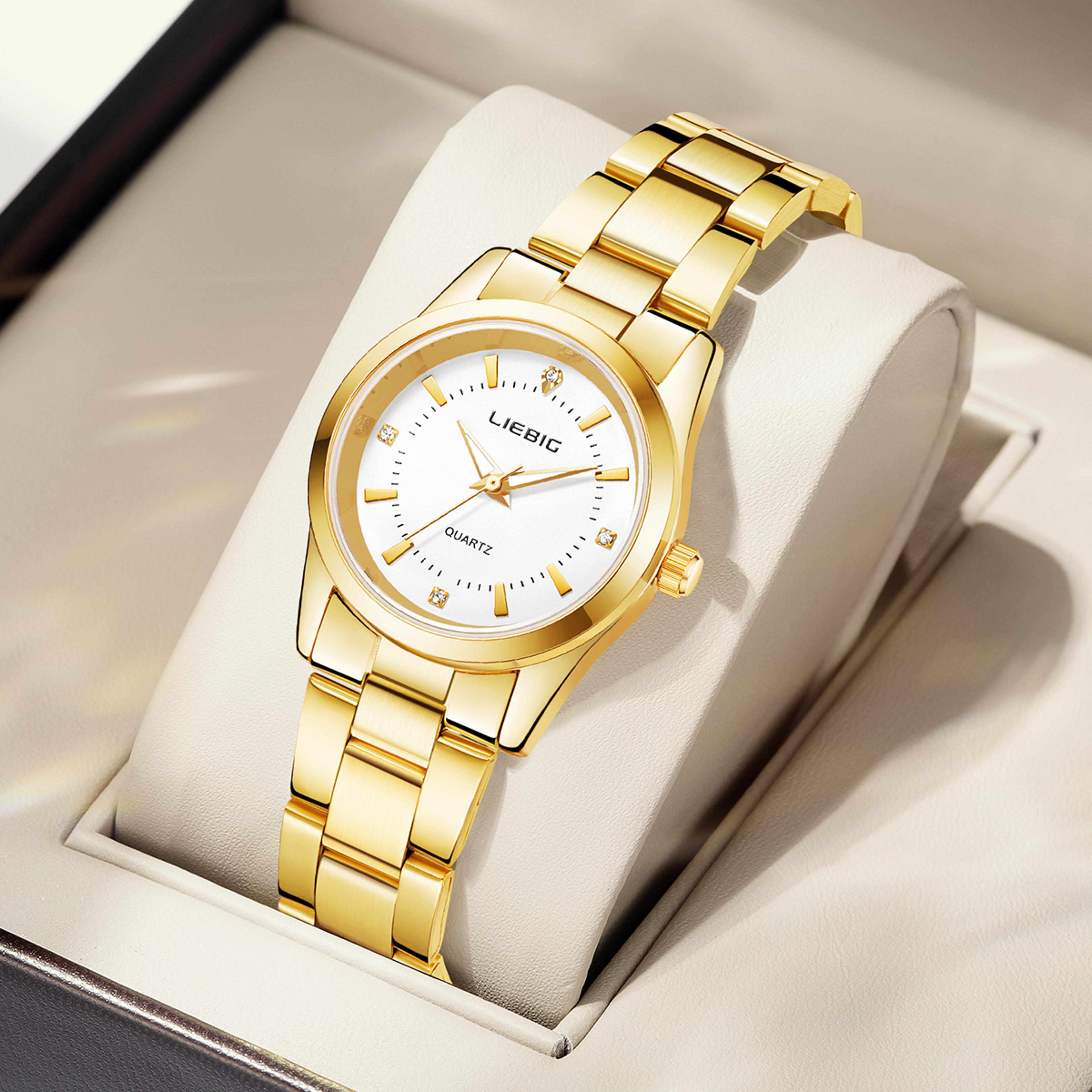 luxury women's watch elegant quartz wristwatch with waterproof stainless steel band