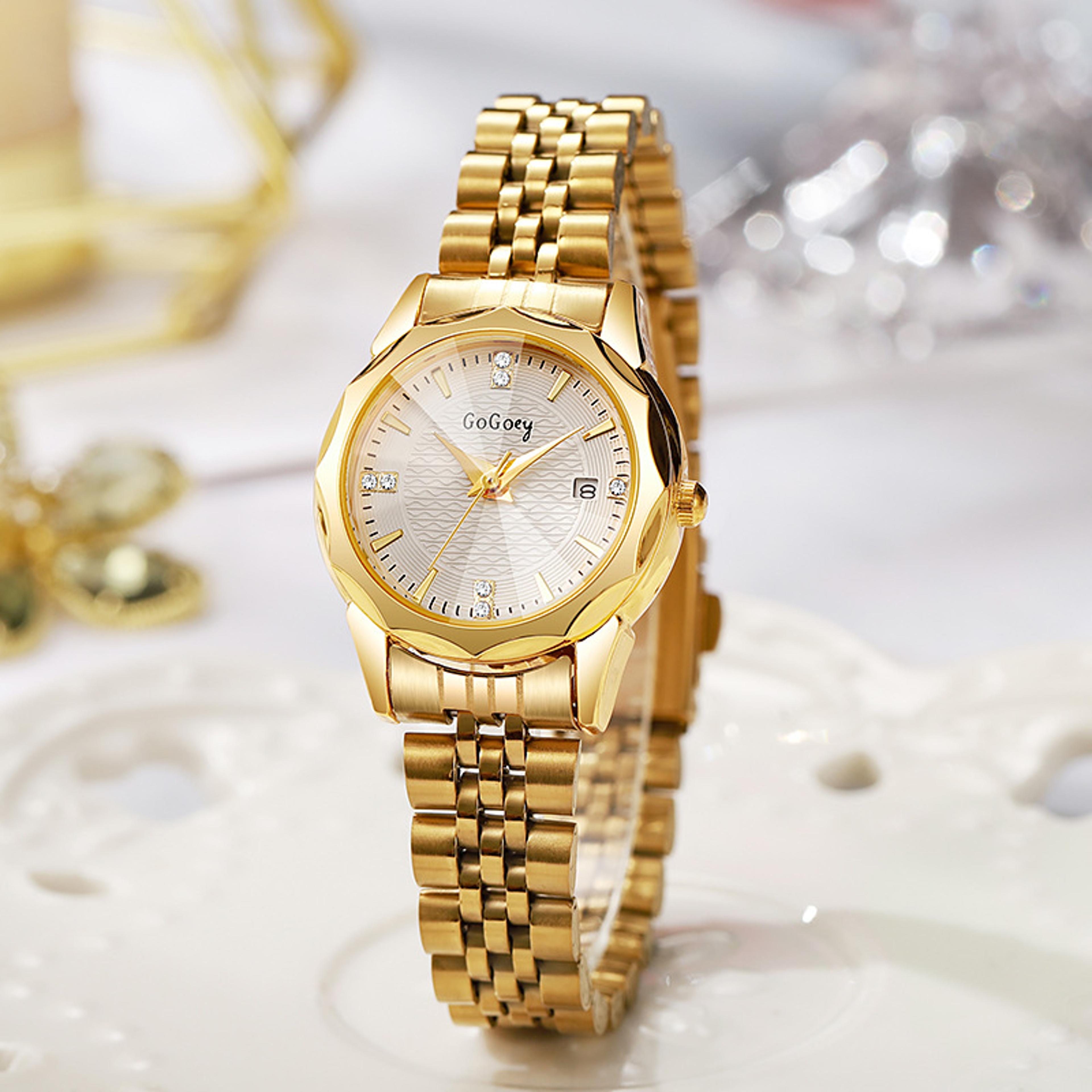 elegant women's luxury watch with stainless steel band quartz ladies wristwatch