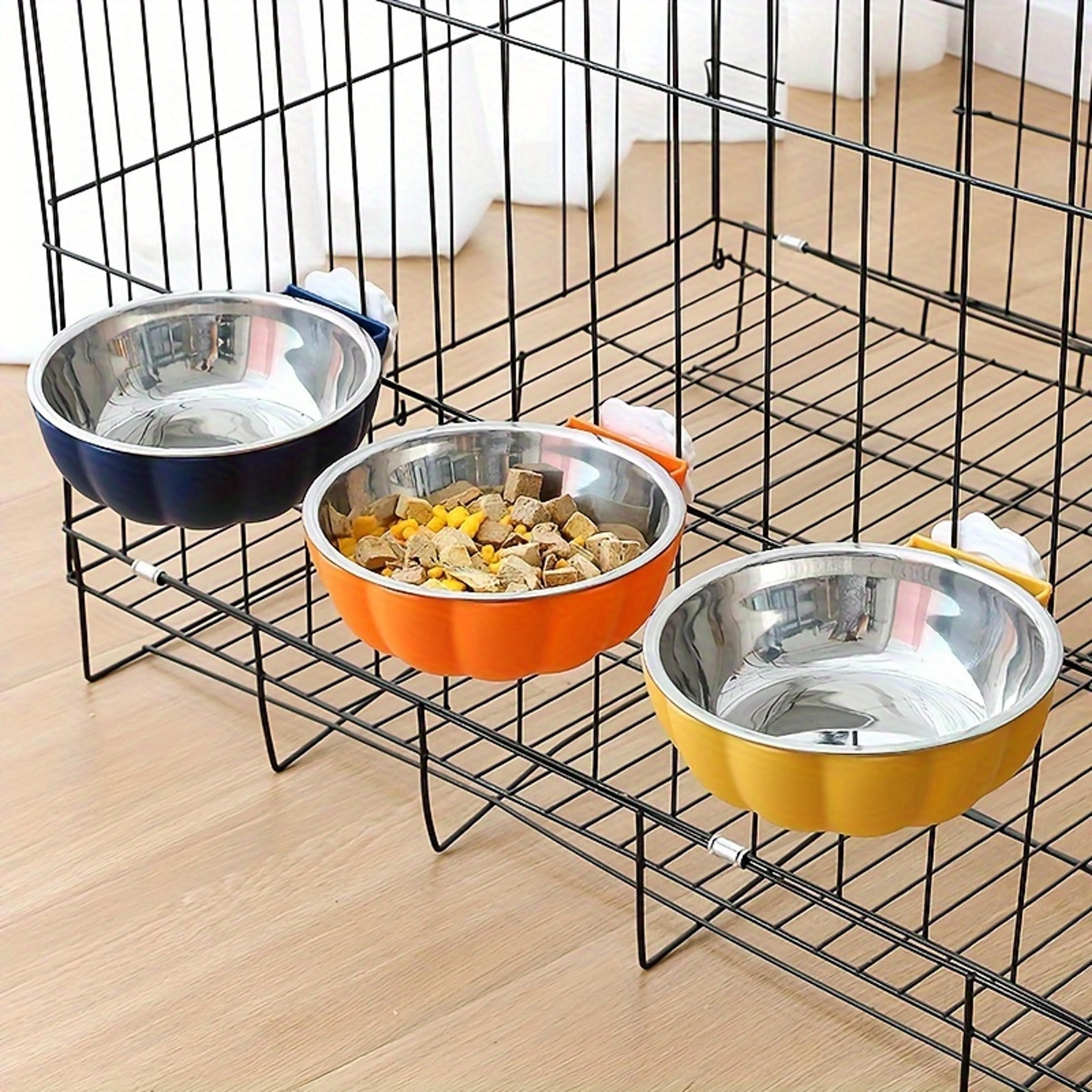 pumpkin pet cage bowl with removable stainless steel pet bowl for small pets