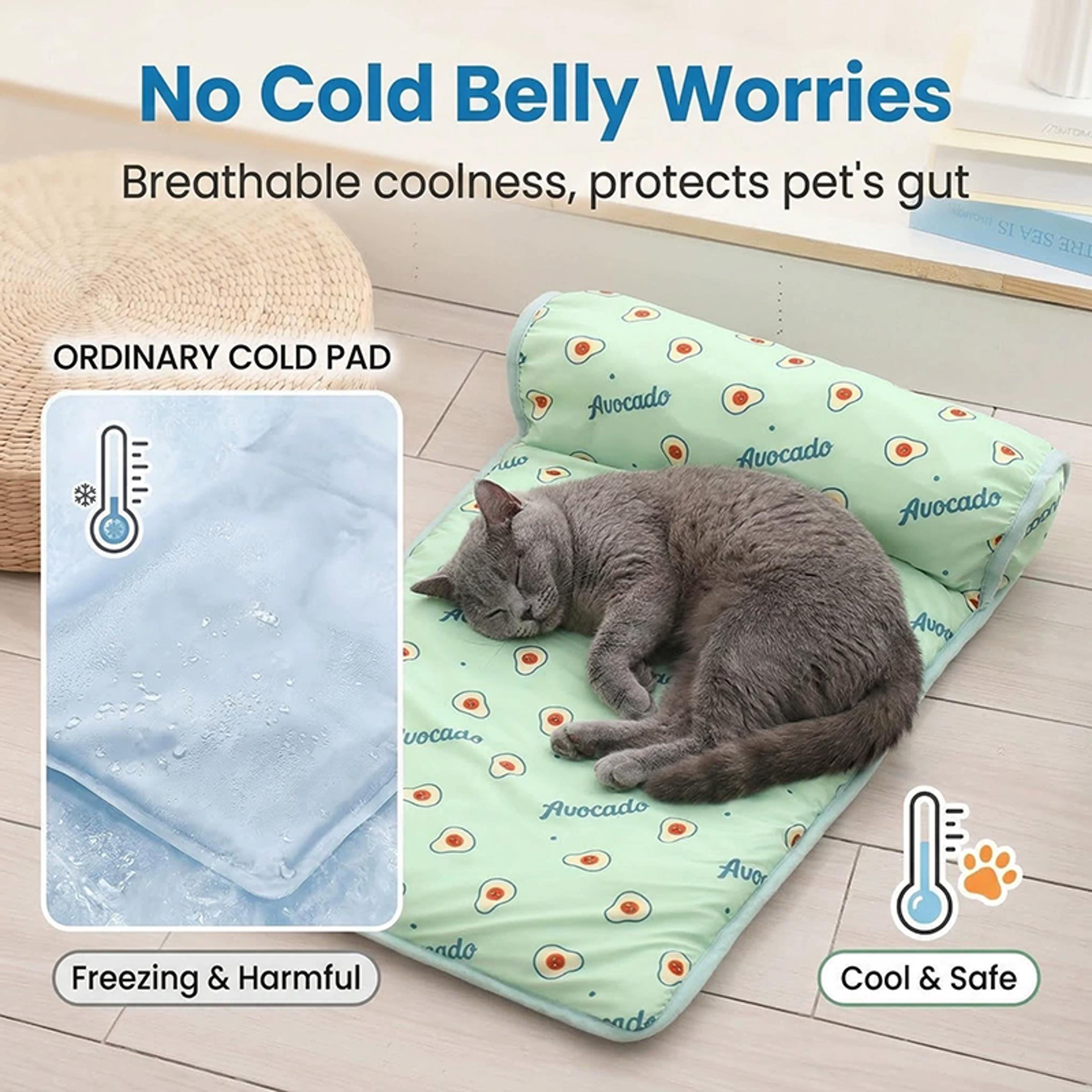 ice silk pet cooling mat for dogs & cats breathable washable non slip summer pet bed with pillow