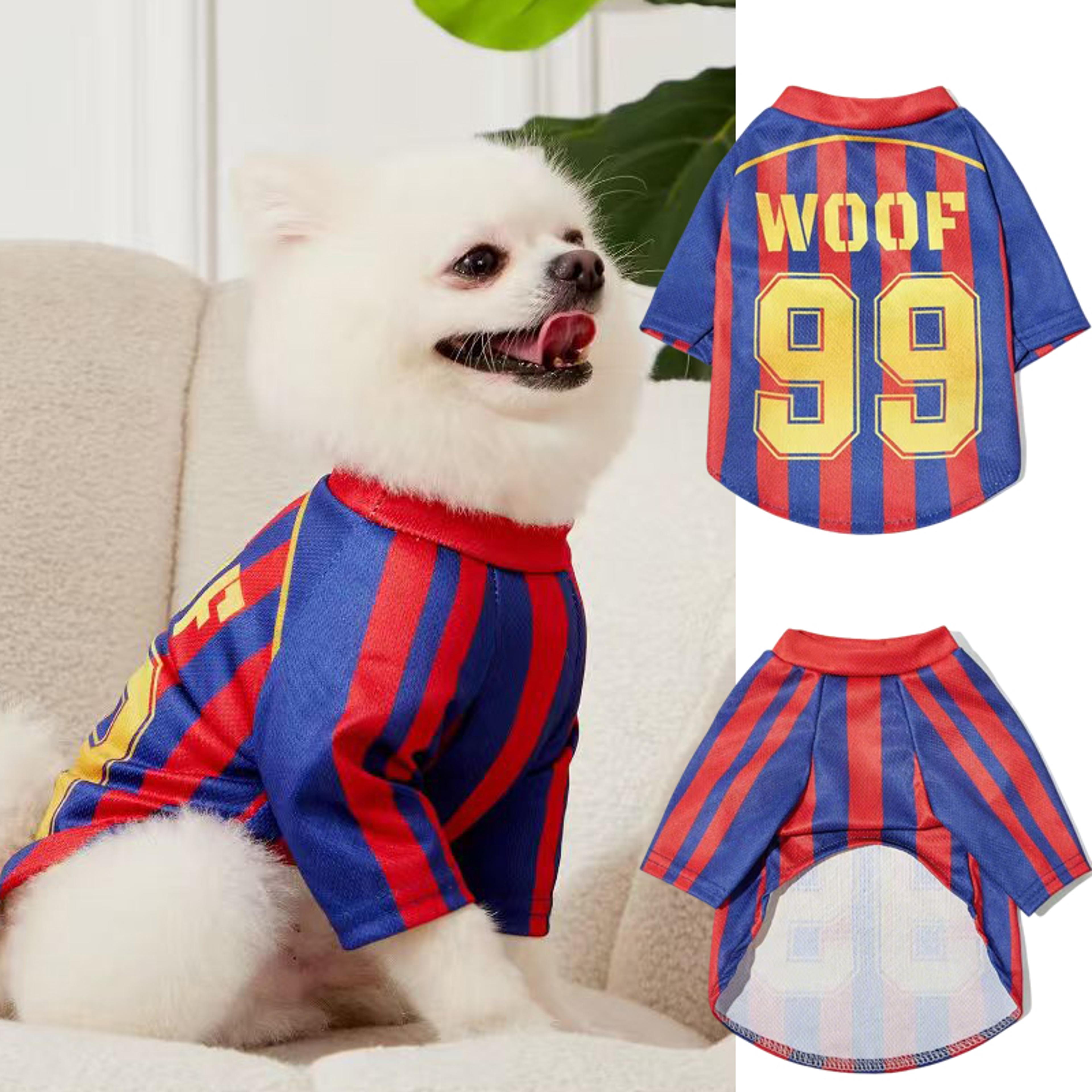 woof dog jersey breathable mesh summer sports shirt for dogs & cats