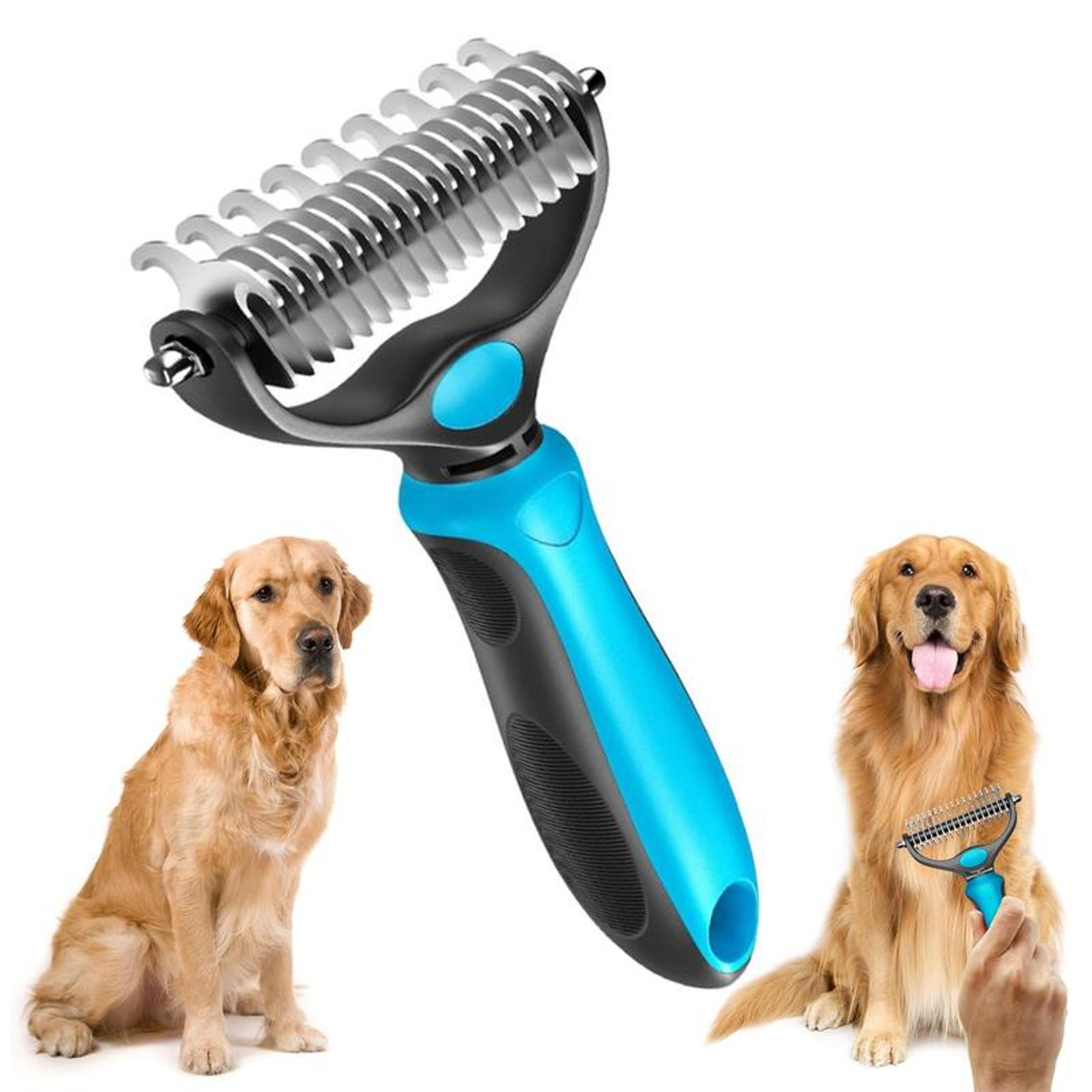 pet brush & dog grooming brush with stainless steel comb for dogs & cats