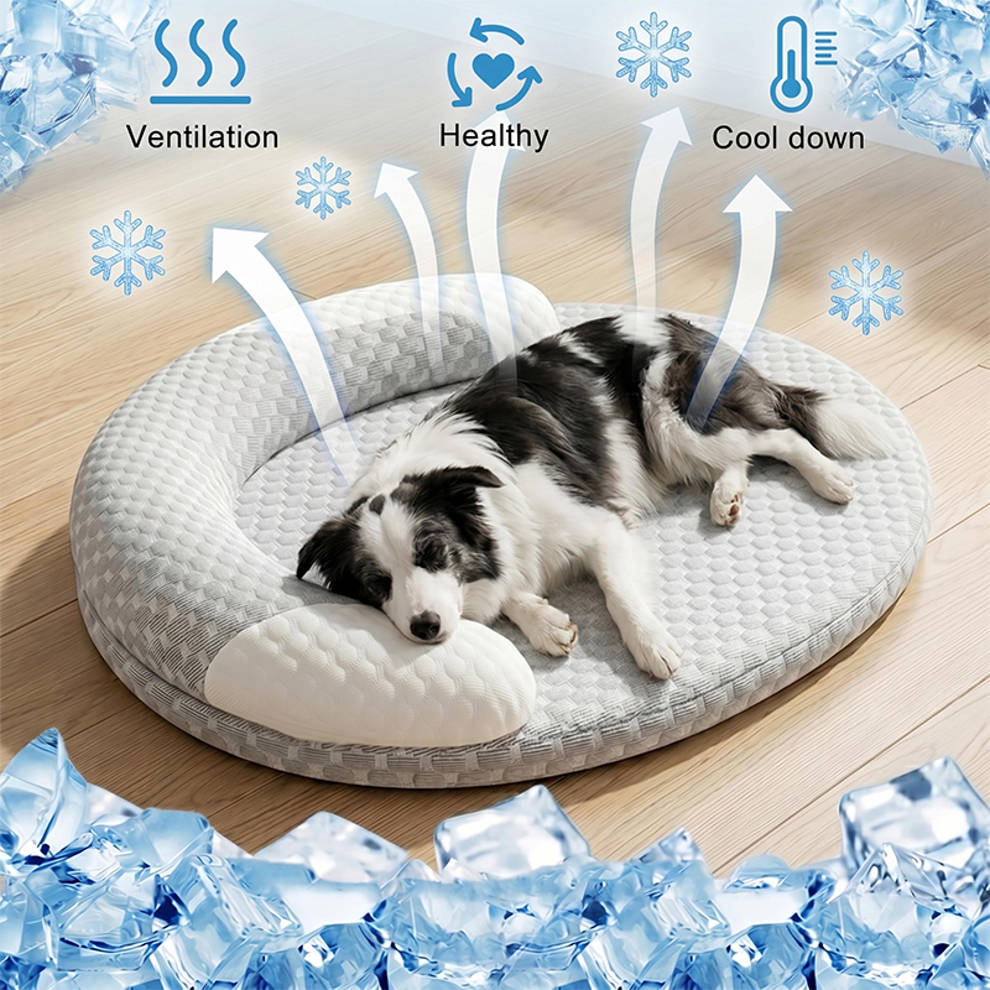 cooling dog bed with ice silk fabric breathable washable pet cooling mat for cats & dogs