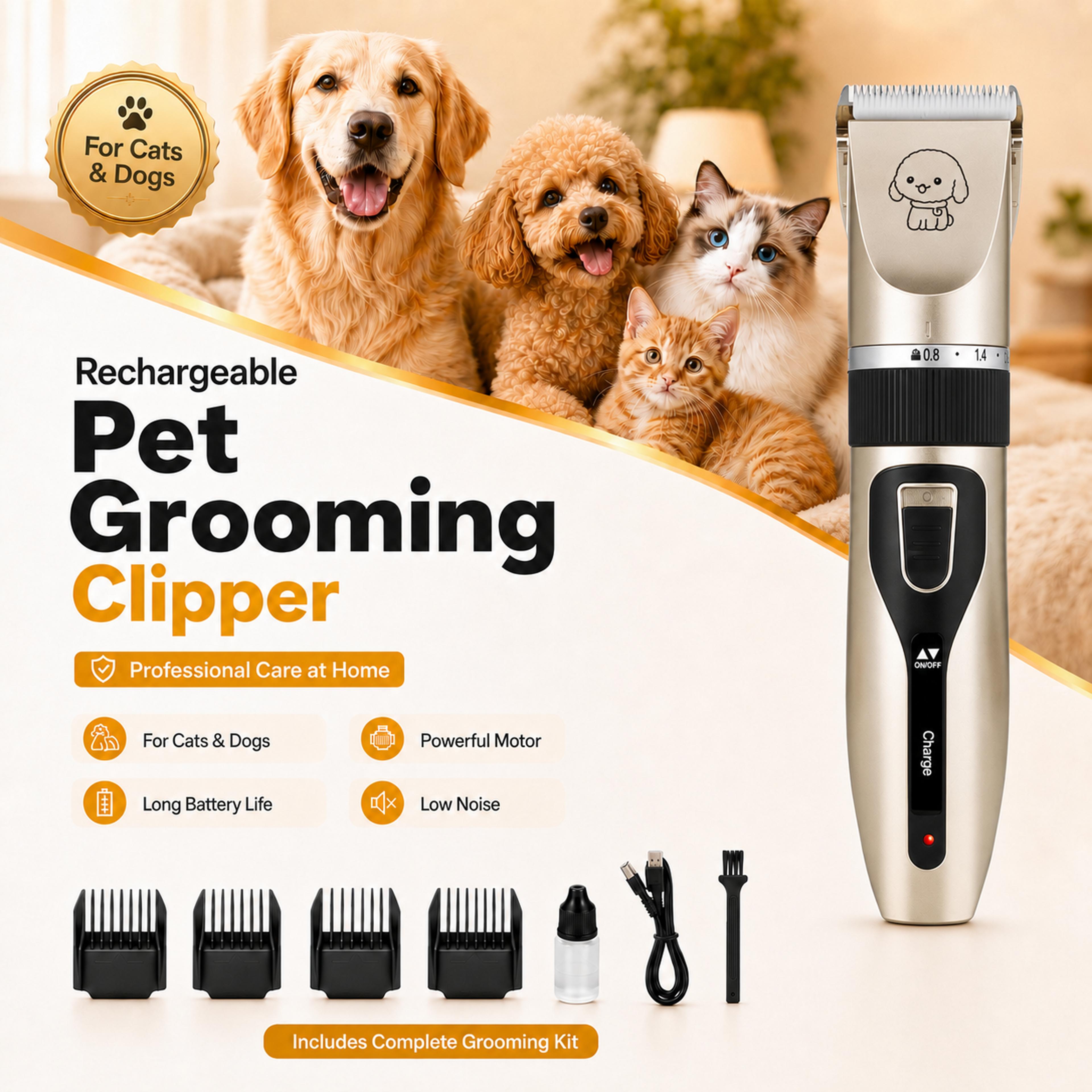 professional pet hair clipper & dog grooming kit with ceramic blade usb rechargeable trimmer