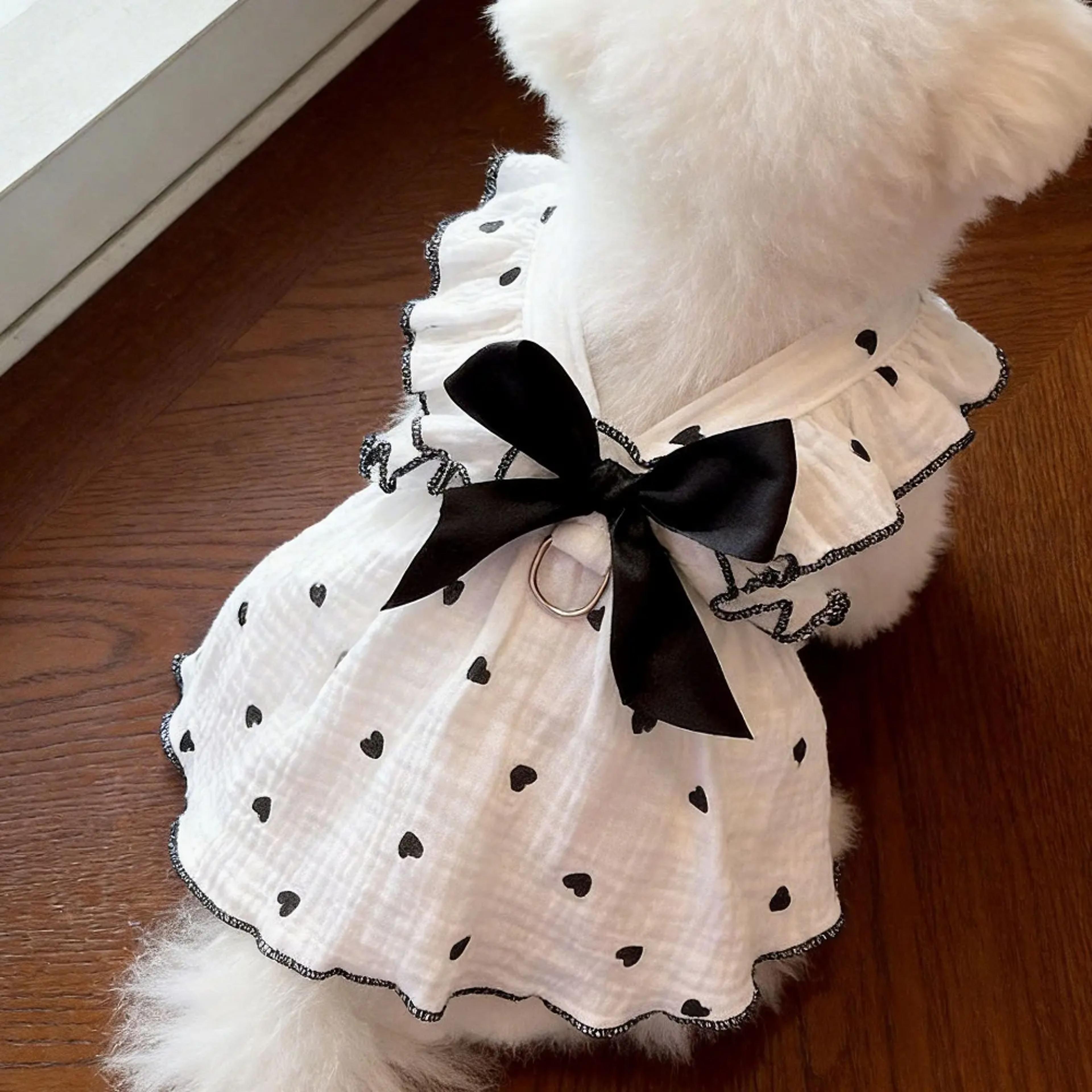 breathable cat summer dress with leash d ring anti shedding pet princess dress for cats & small dogs